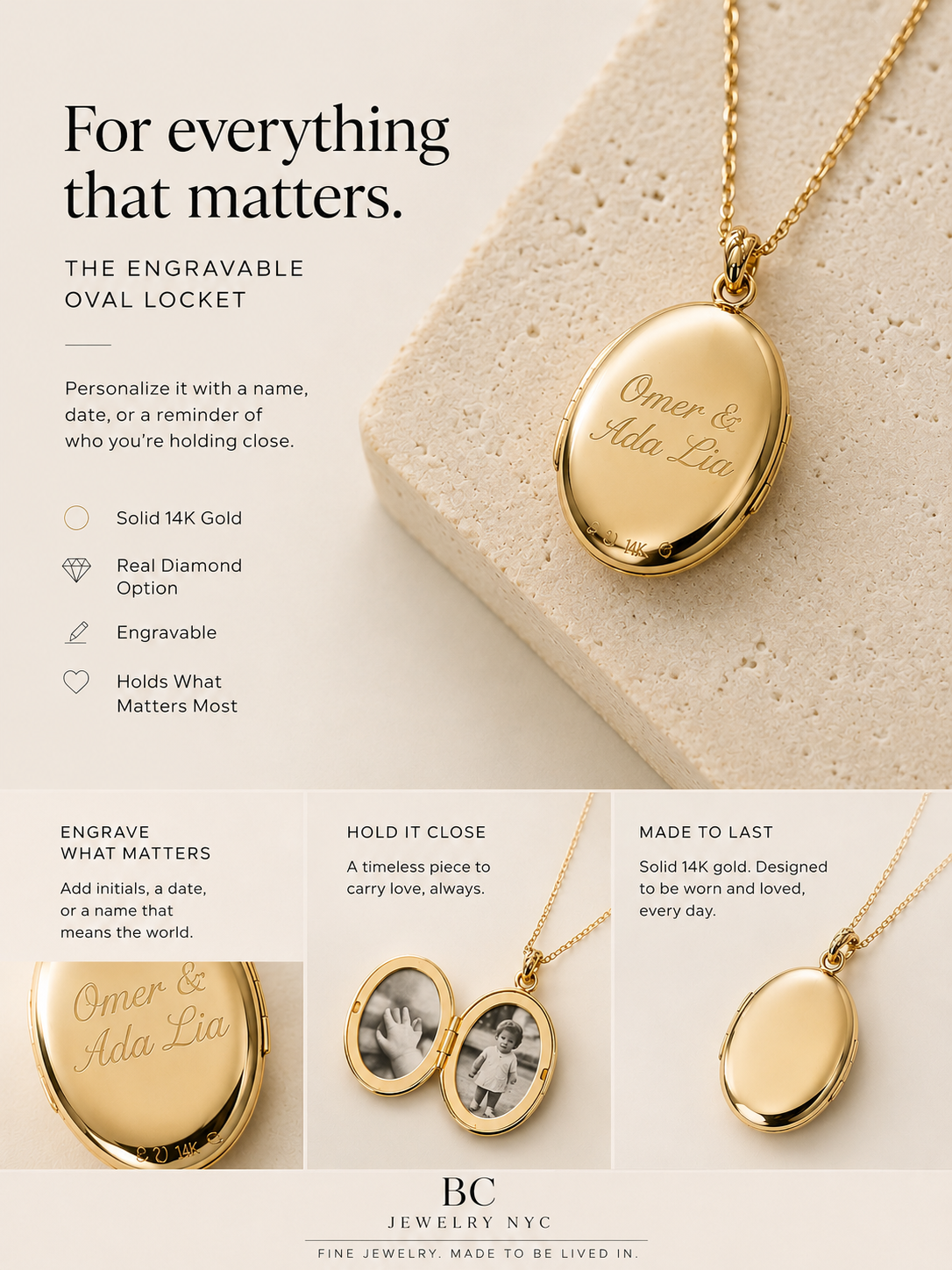 Large Diamond Gold Filled Locket