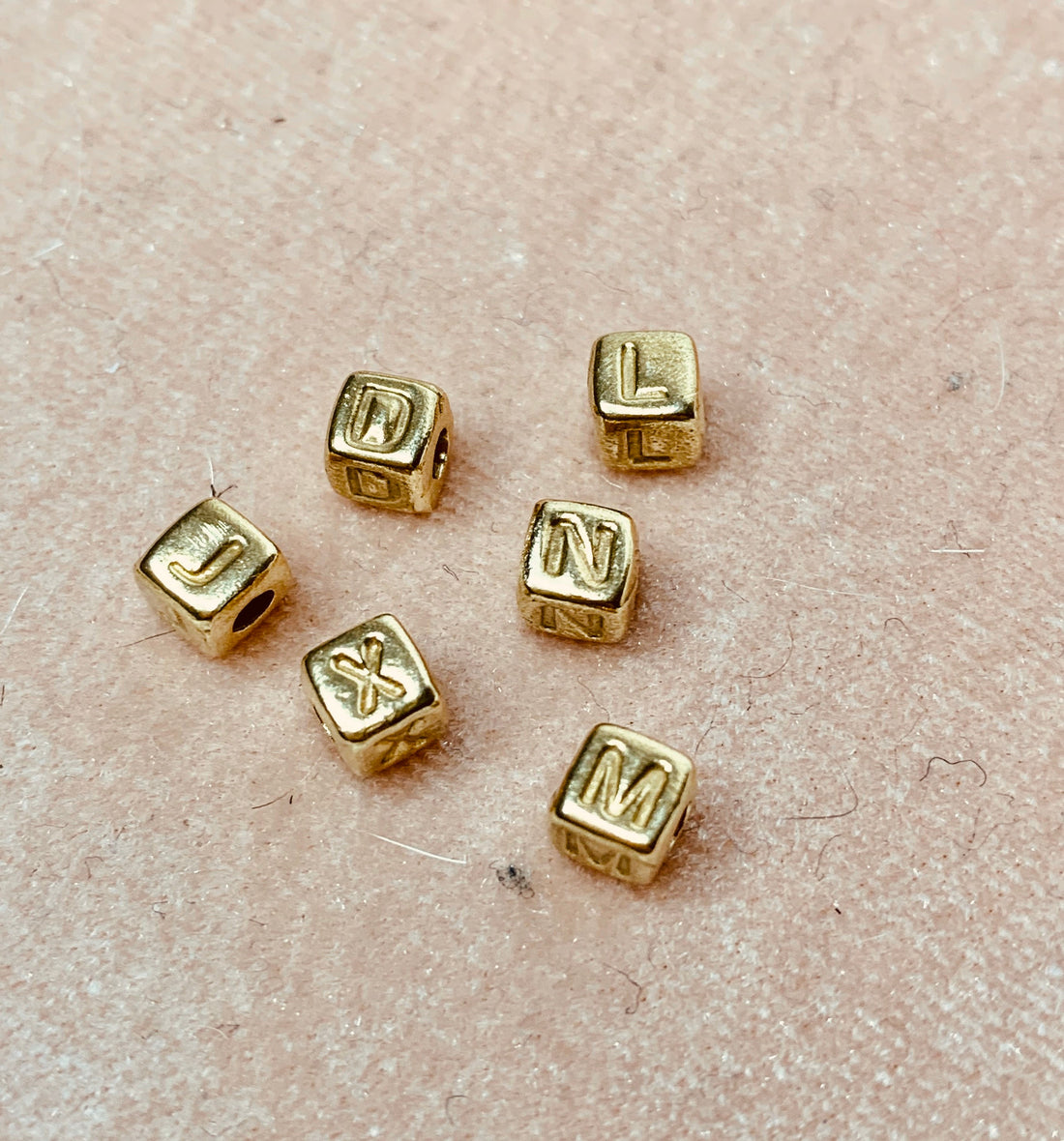 Gold Baby Block Alphabet Bead, Custom Initial Charm