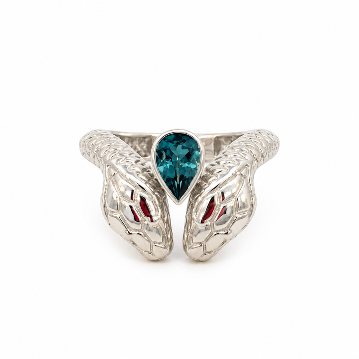 London Blue Topaz Double Snake Ring