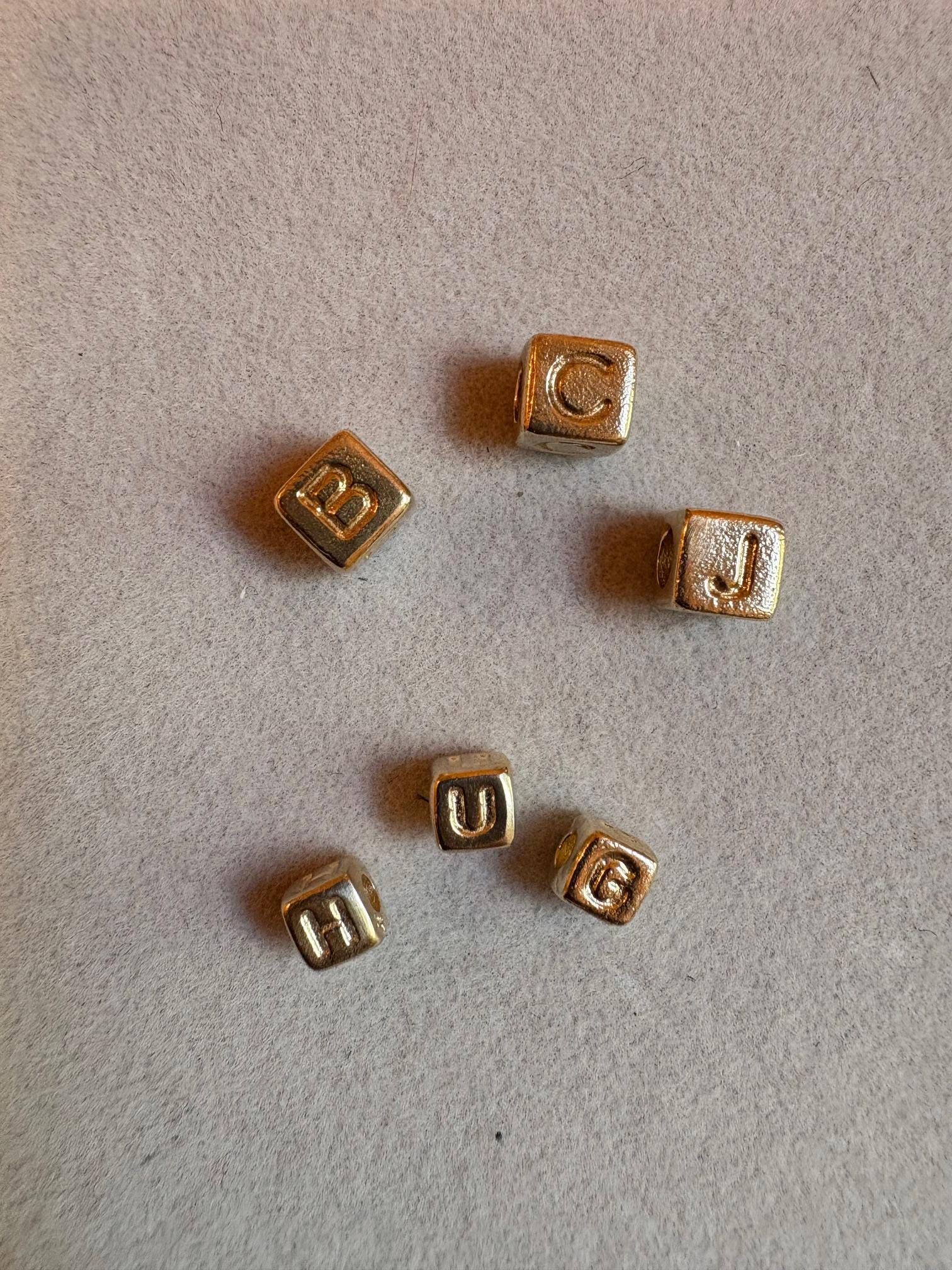 Large Gold Baby Block Alphabet Bead, Custom Initial Charm (5.7mm)