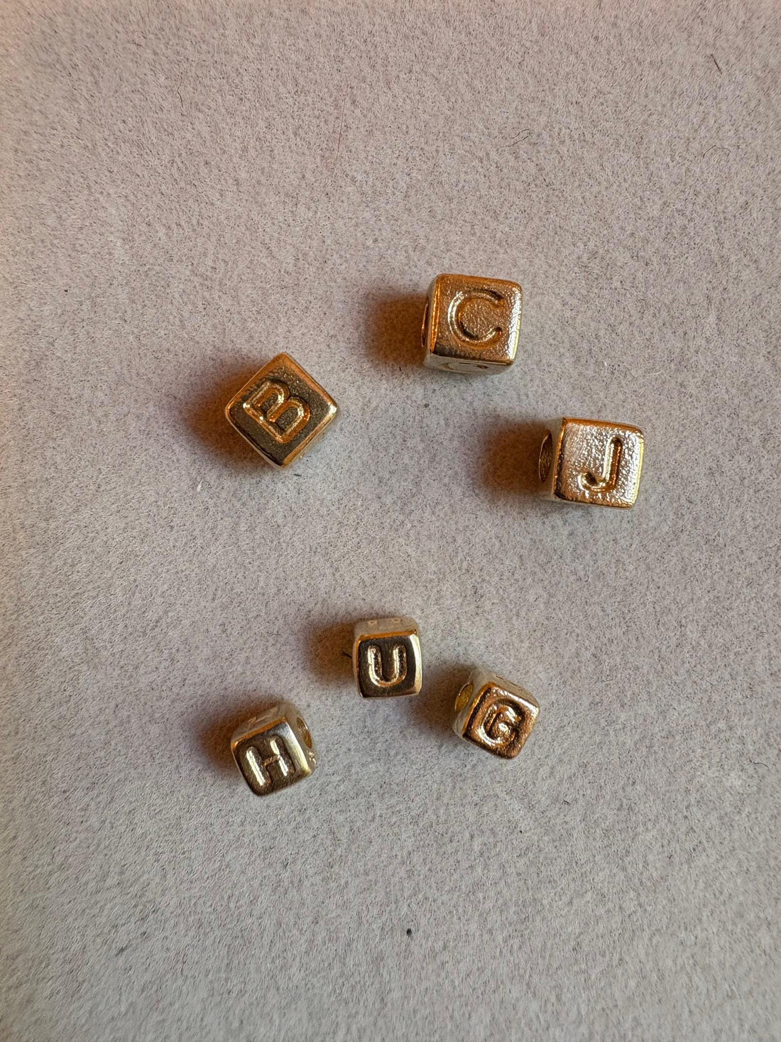 Large Gold Baby Block Alphabet Bead, Custom Initial Charm (5.7mm)