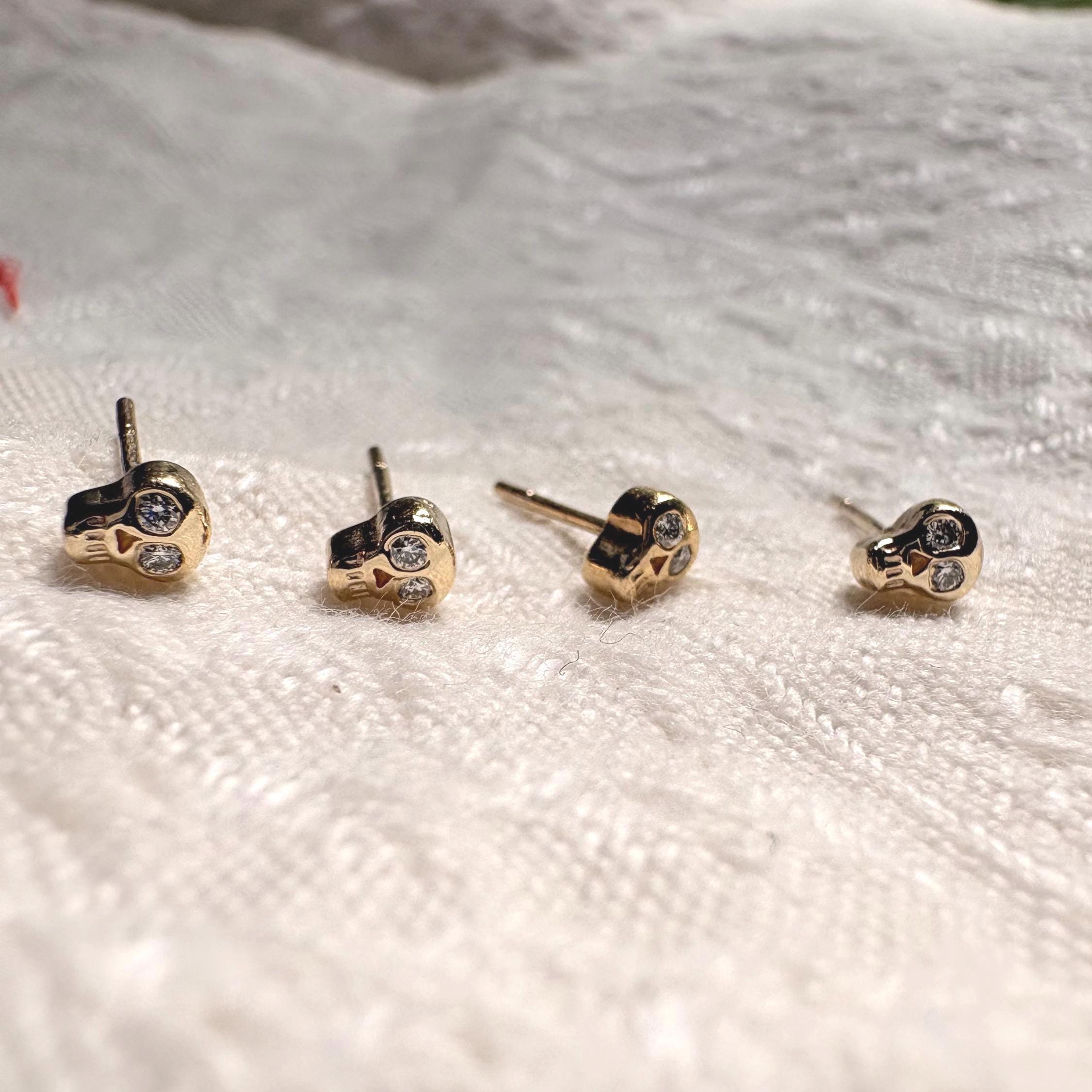 Mini Skull Gold Earrings