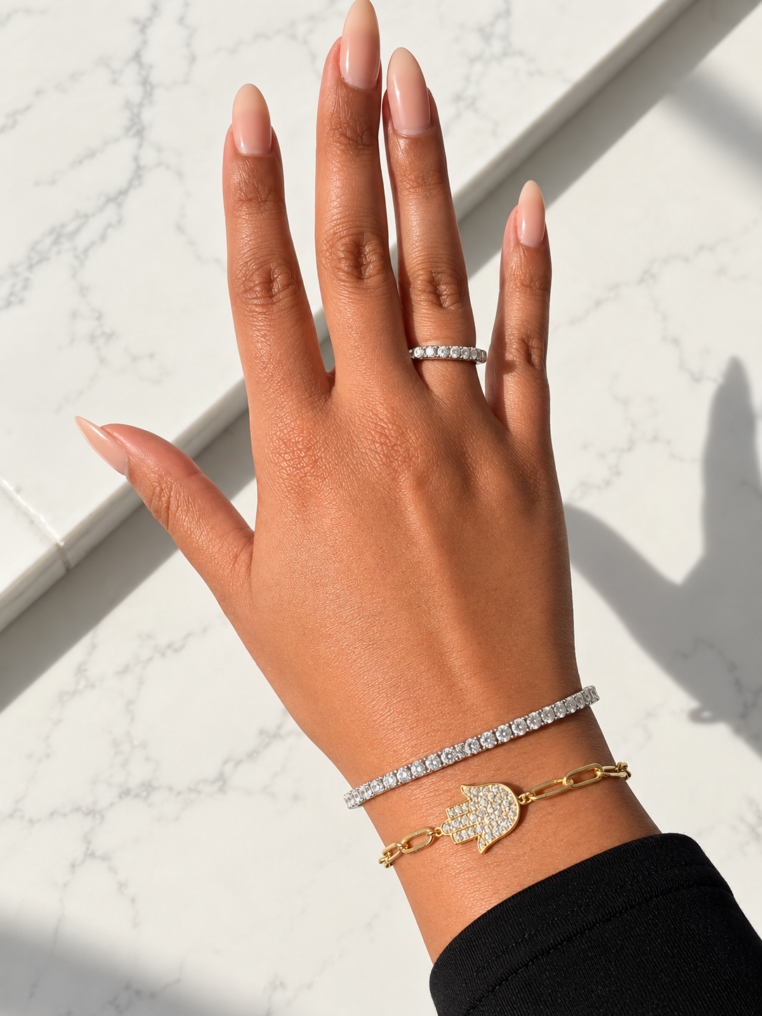 Pave Hamsa Protection Bracelet