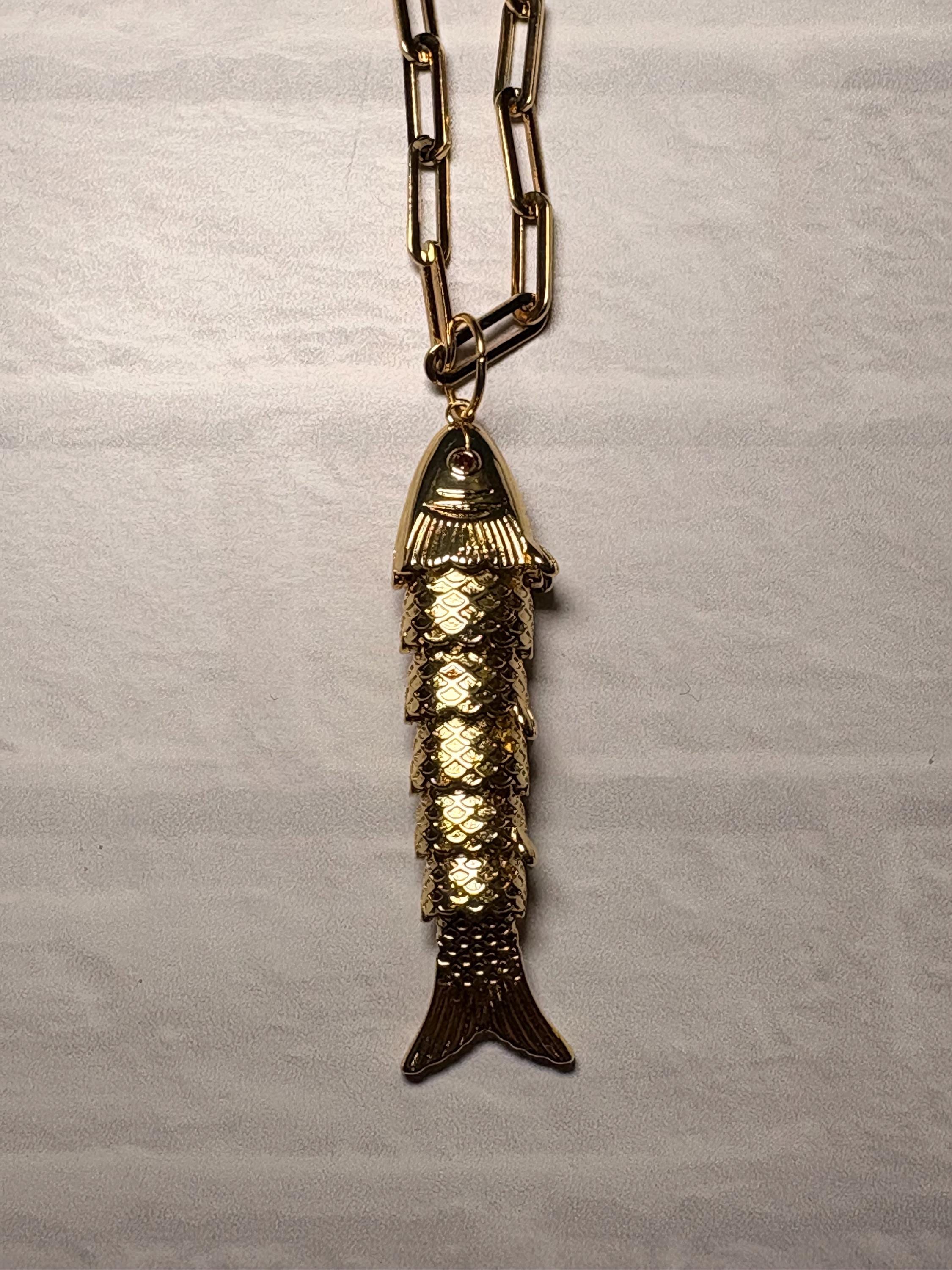 Gold Articulated Fish Charm – Vintage Inspired Lucky Koi Pendant
