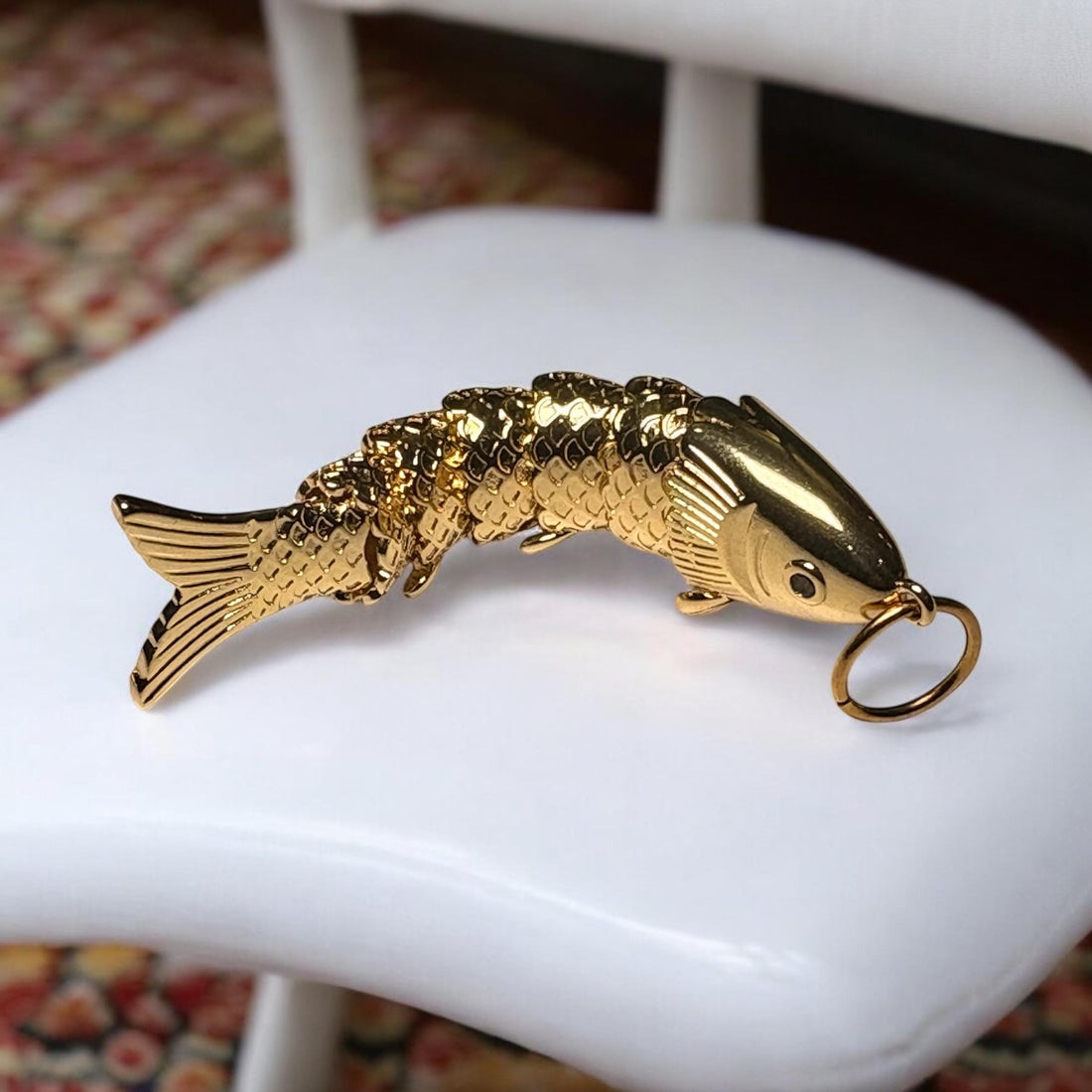 Gold Articulated Fish Charm – Vintage Inspired Lucky Koi Pendant