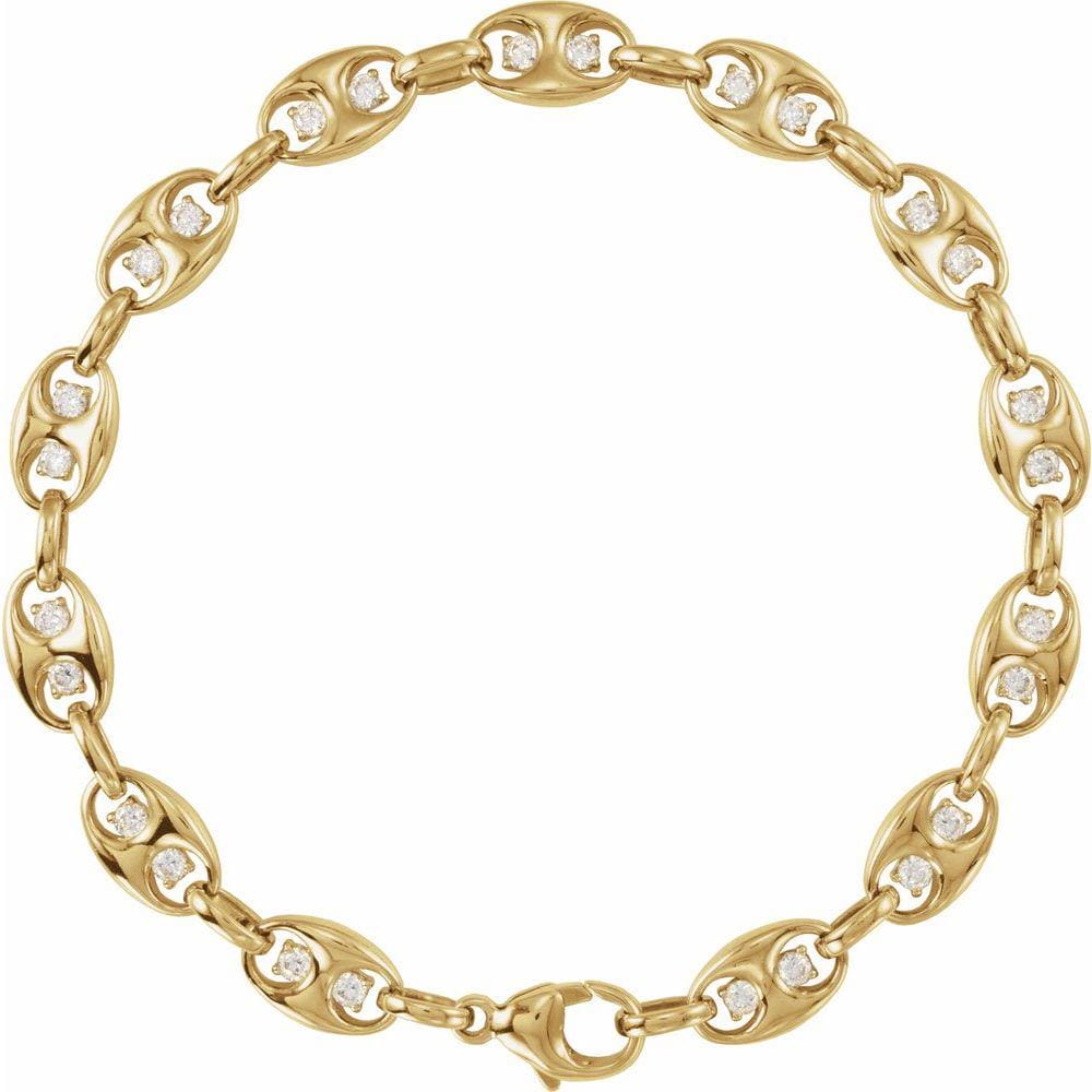 14K Yellow 1 CTW Diamond Mariner Link Gold Bracelet
