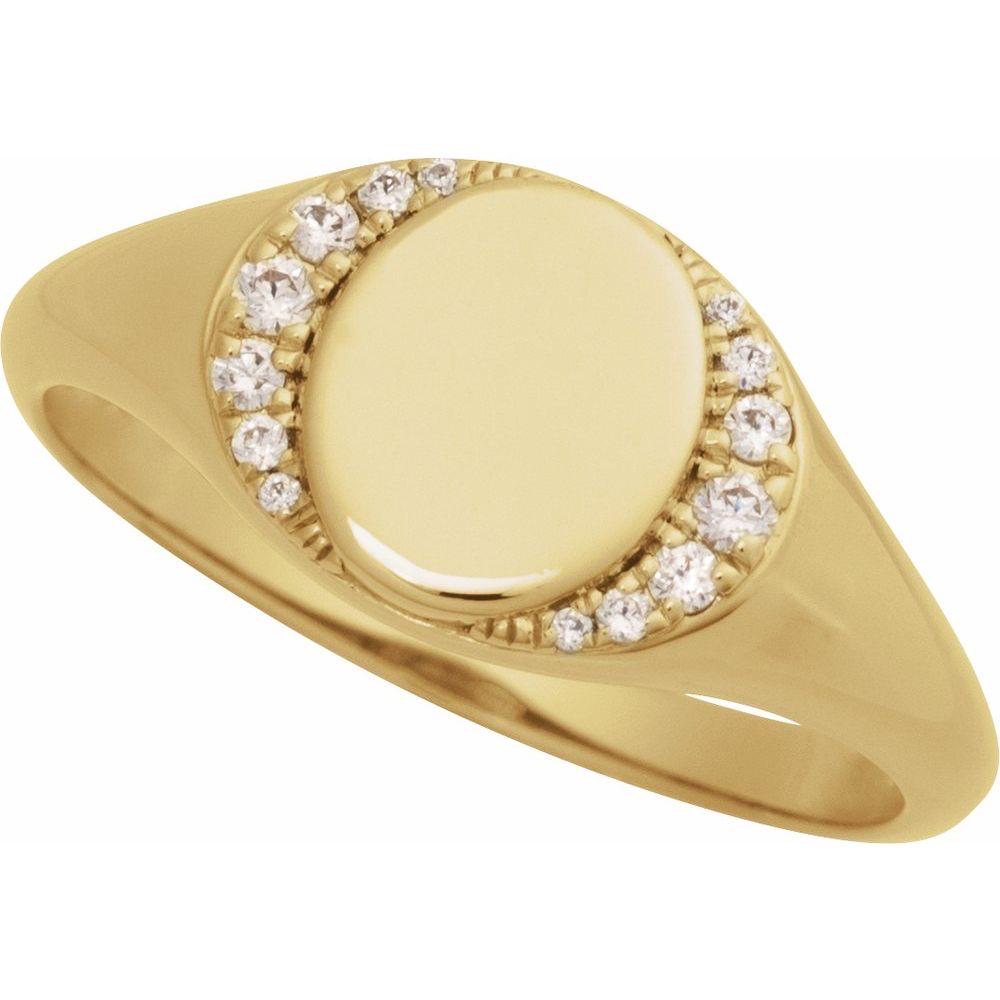 Diamond Personalized Signet Ring 14KT gold.