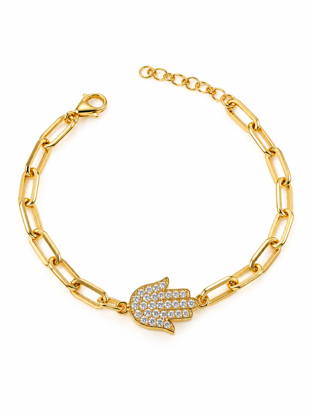 Pave Hamsa Protection Bracelet
