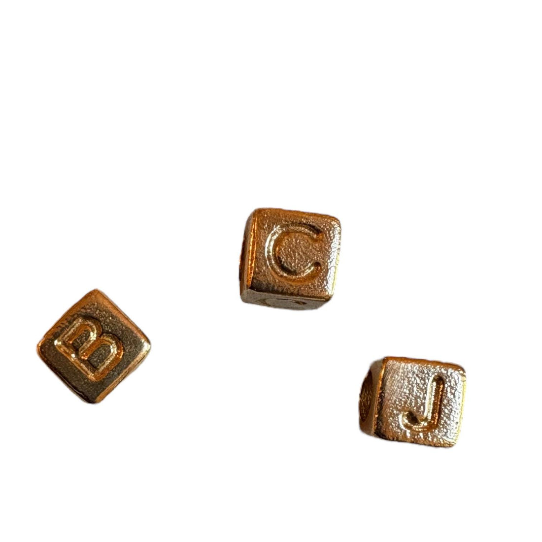 Large Gold Baby Block Alphabet Bead, Custom Initial Charm (5.7mm)
