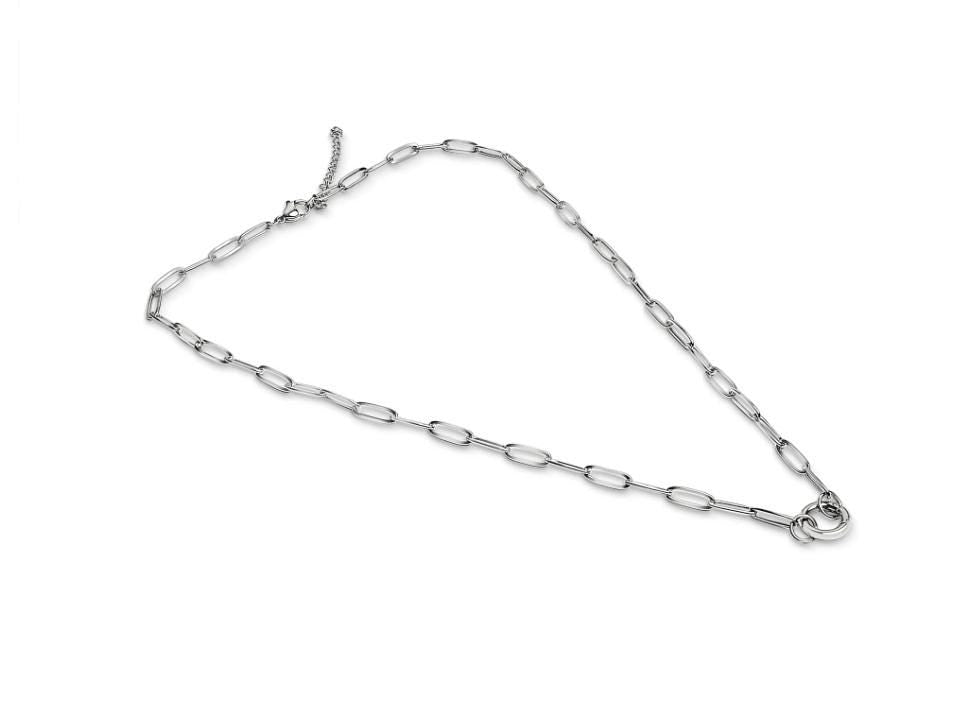 Gold Paperclip Charm Keeper Necklace, Stainless Steel