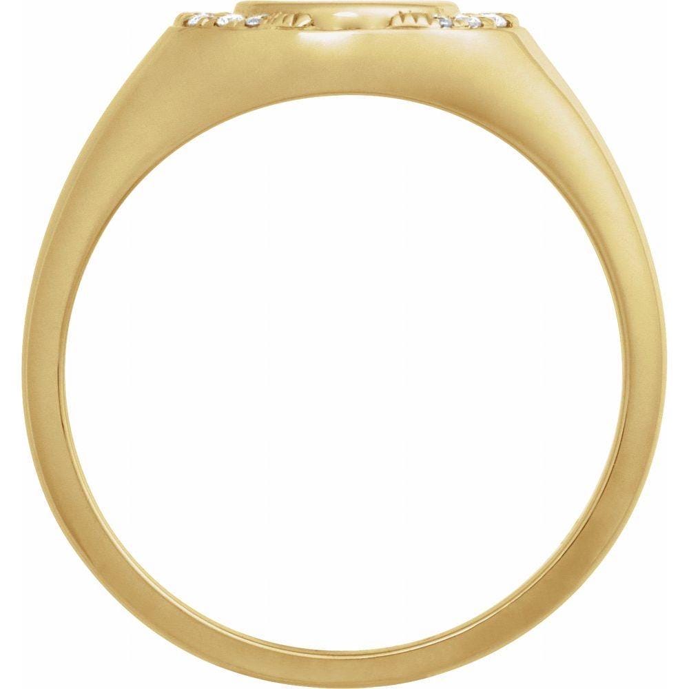 Diamond Personalized Signet Ring 14KT gold.
