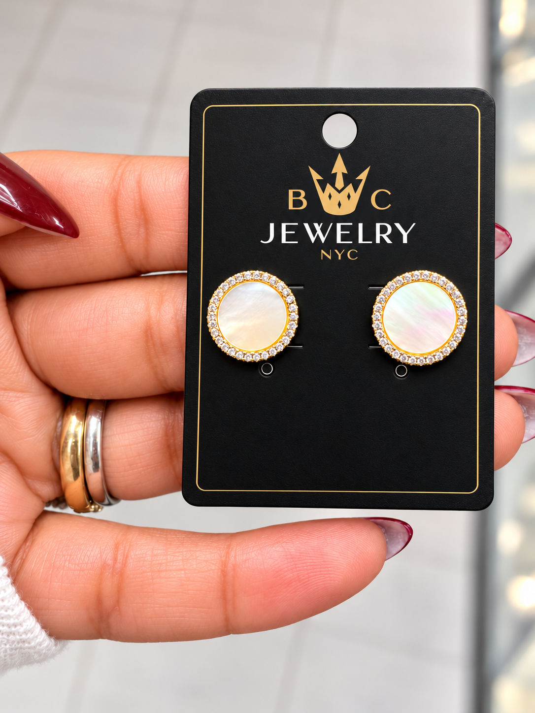 Mother of Pearl Disc Earrings