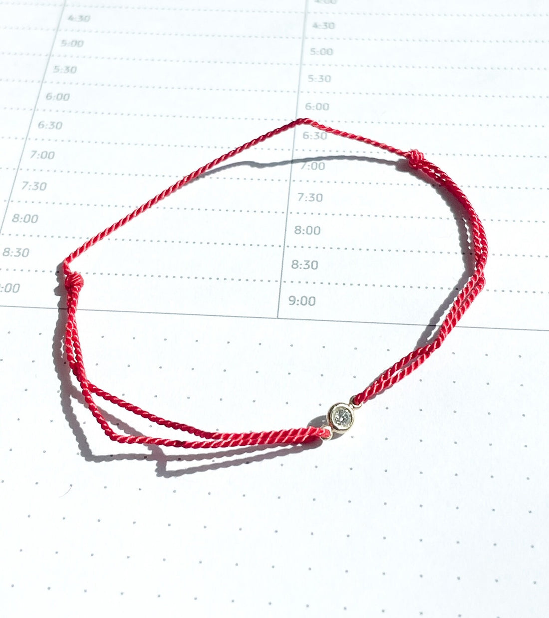 14kt Gold Diamond Silk Cord Bracelet, Adjustable Friendship Bracelet