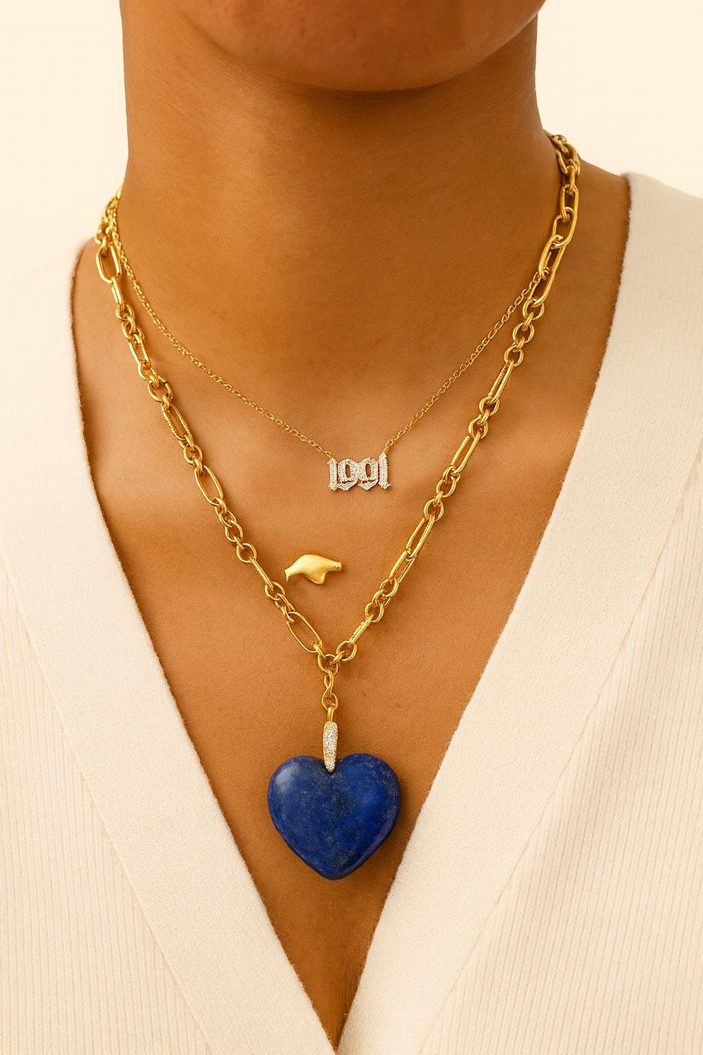 Jumbo Lapis Lazuli Puffy Heart Charm