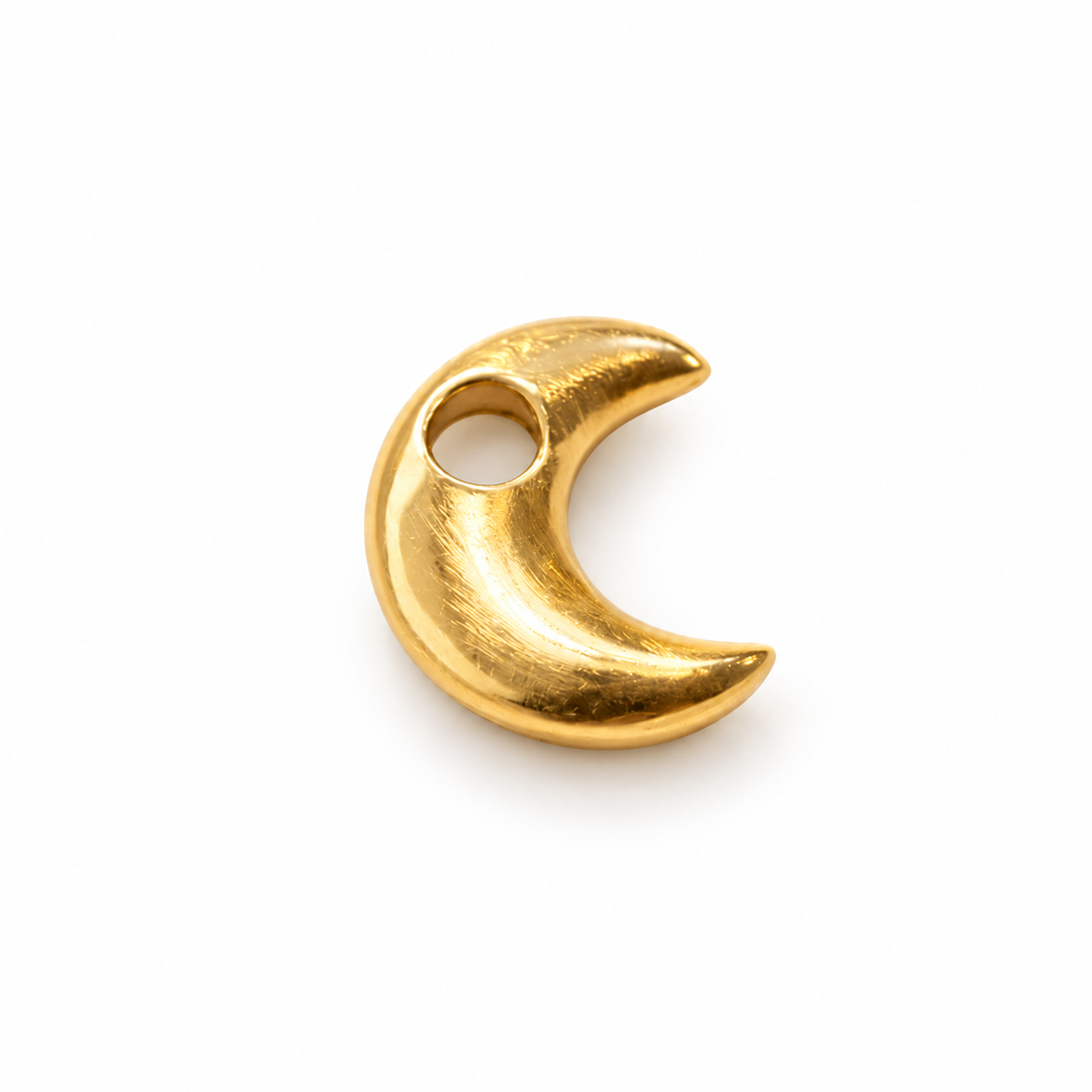 Gold Puffy Moon Charm