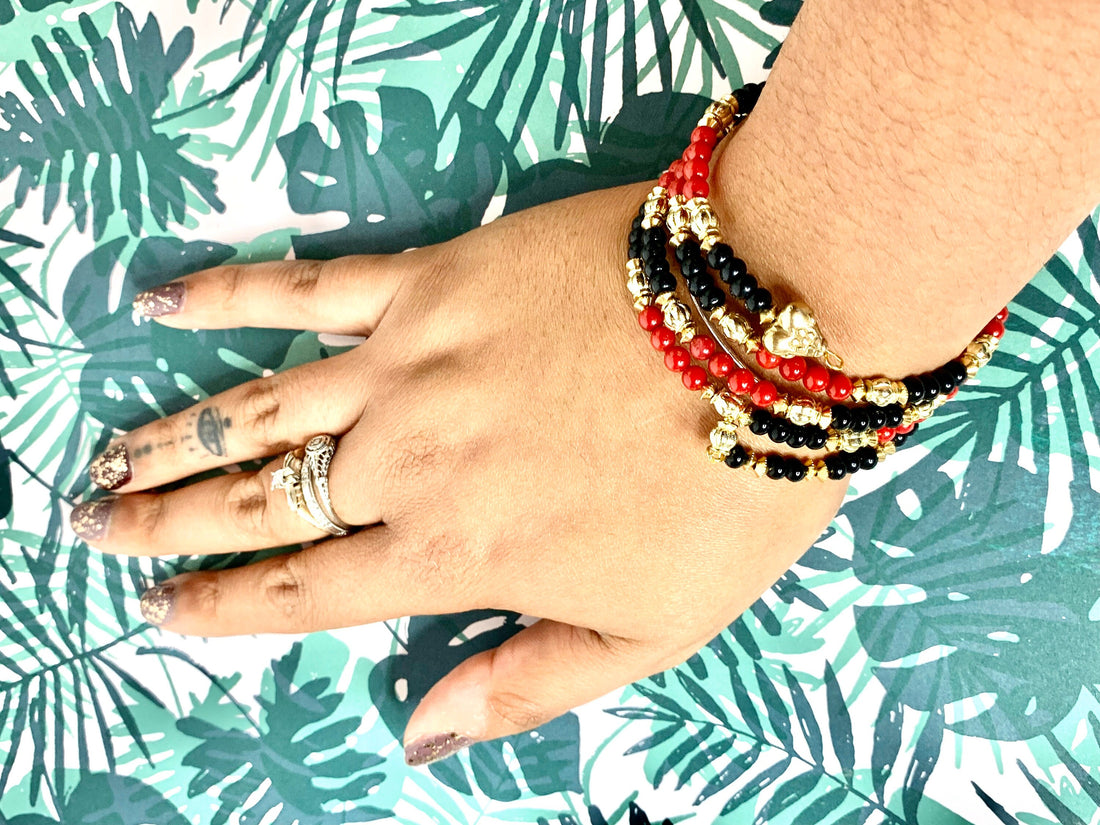 Brass Snake Coil Bracelet, Beaded Stacking Bangle