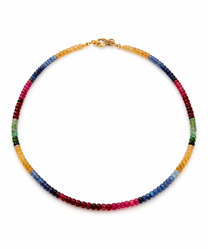 Rainbow Sapphire Beaded Necklace