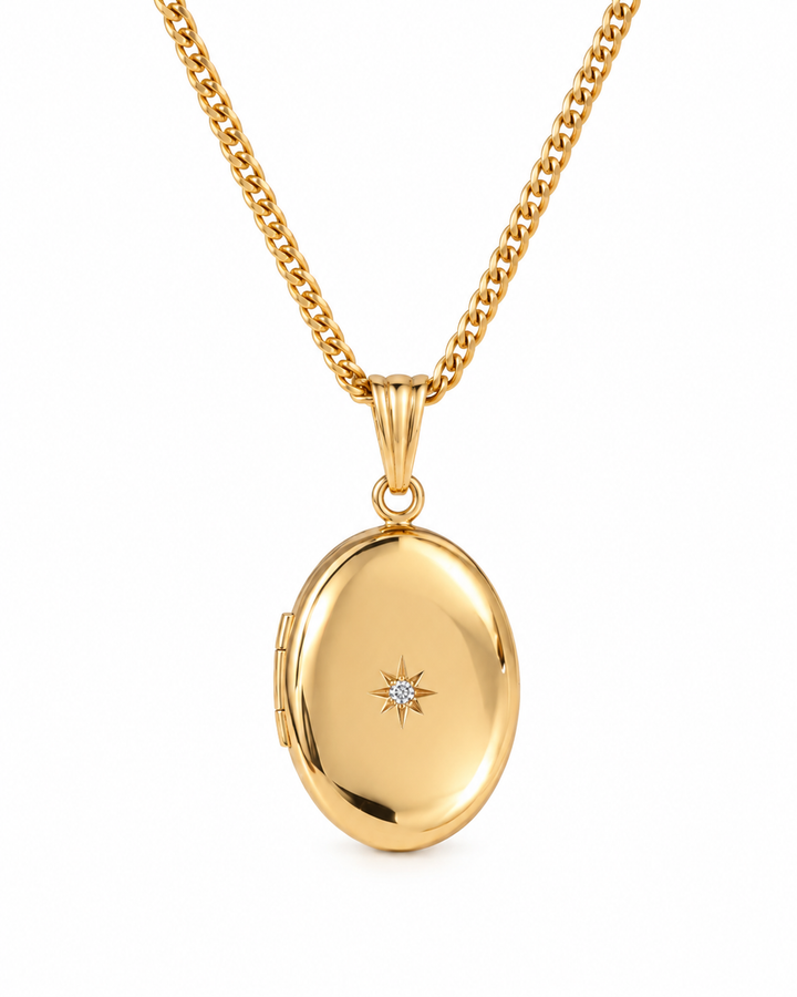 Large Diamond Gold Filled Locket