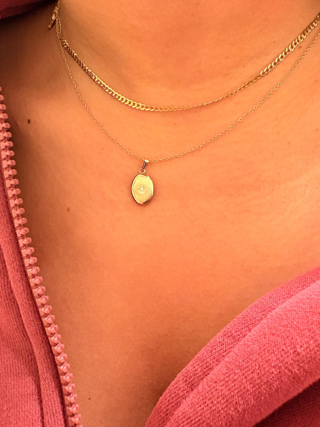 14kt Gold Oval Locket with Diamond Charm