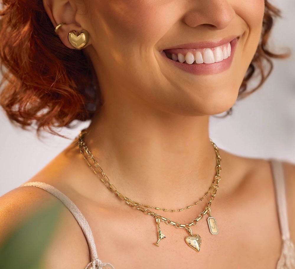 14K Yellow Engravable  Natural Diamond Dog Tag Charm.