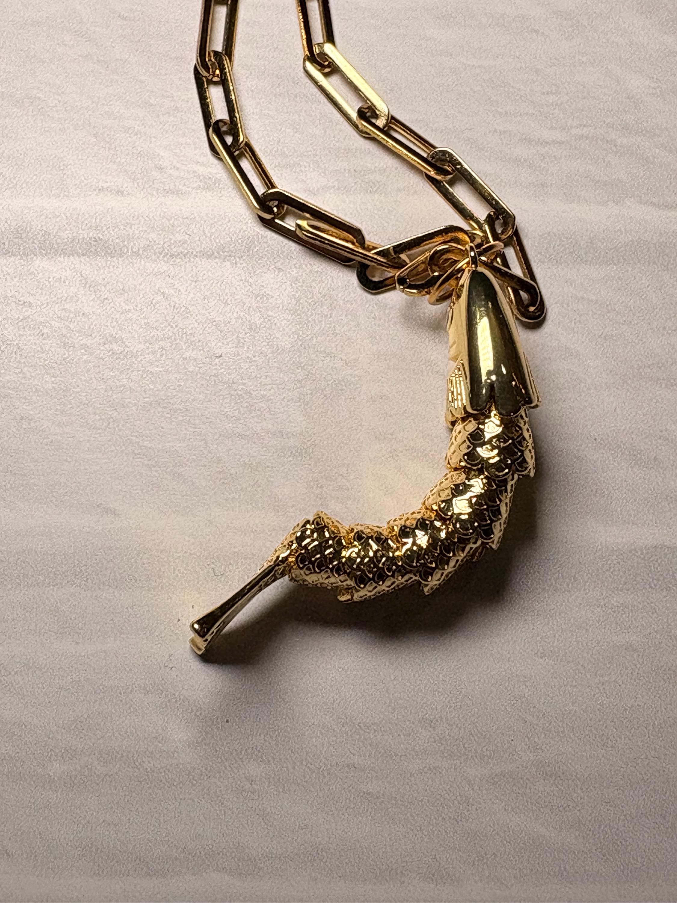 Gold Articulated Fish Charm – Vintage Inspired Lucky Koi Pendant