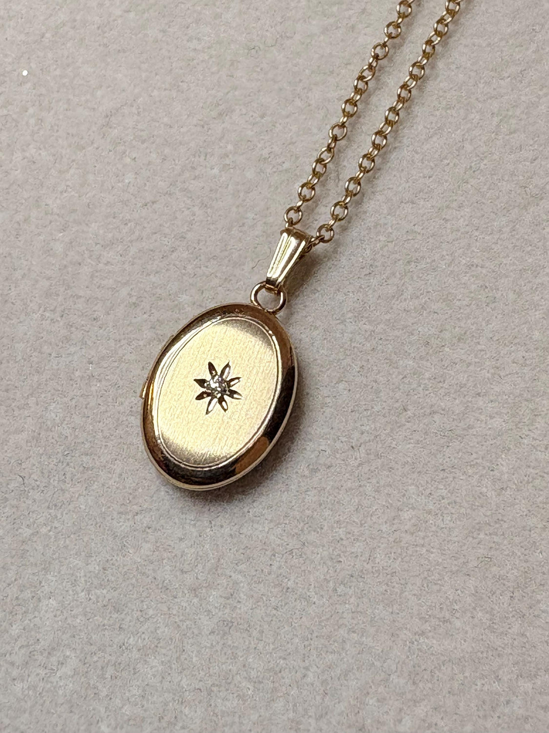 14kt Gold Oval Locket with Diamond Charm
