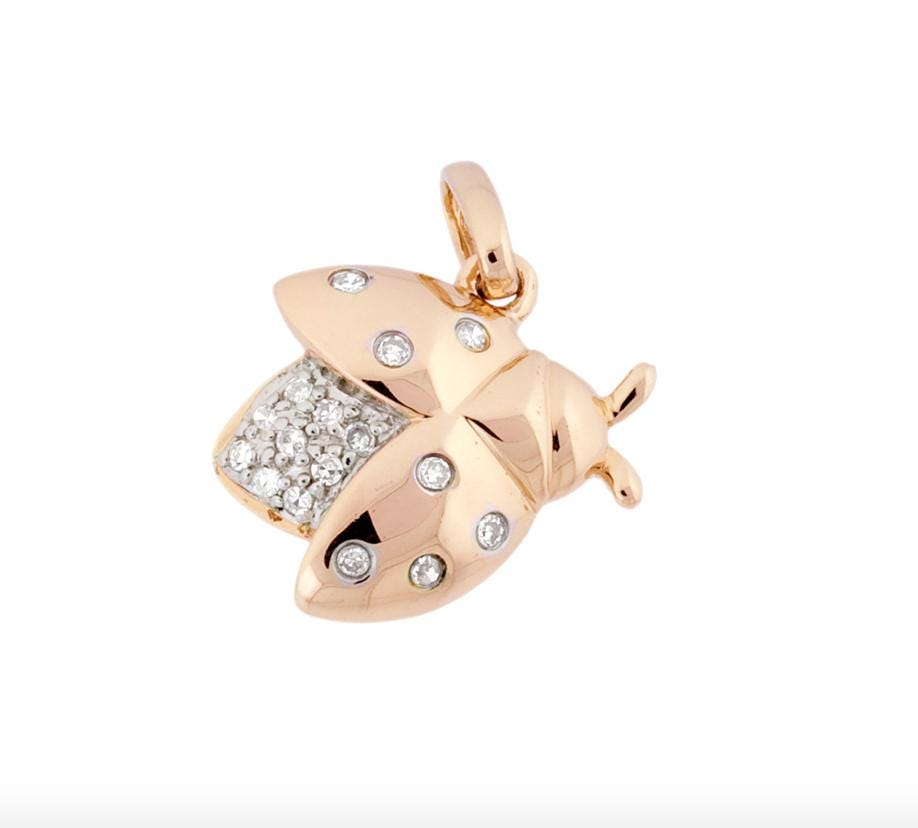 14kt Gold Diamond Ladybug Charm