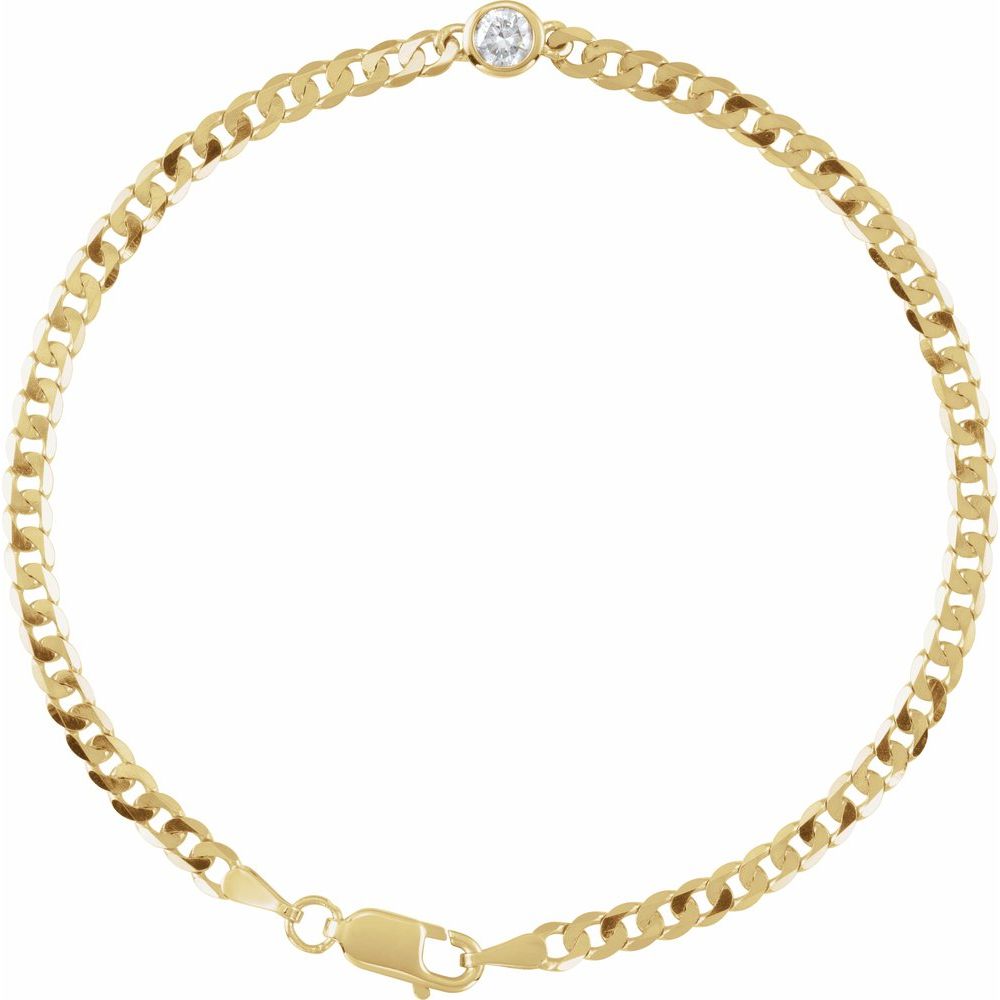 14K Yellow Natural Diamond Cuban Link Bracelet