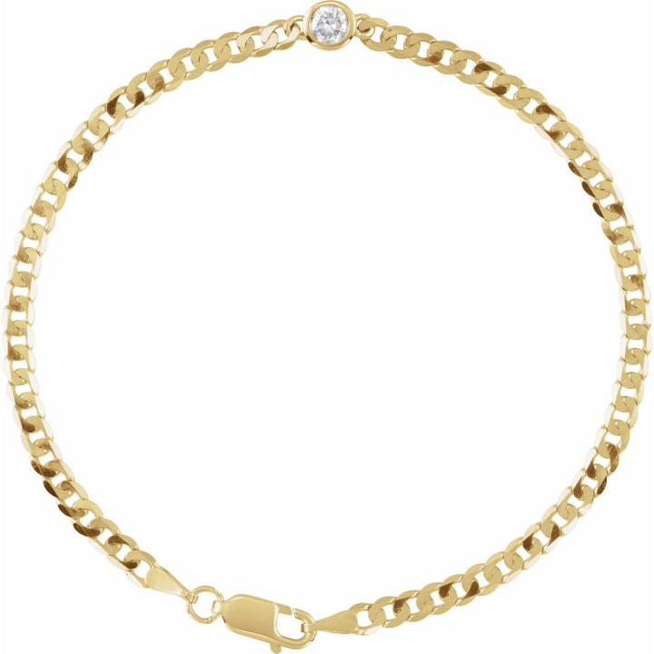 14K Yellow Natural Diamond Cuban Link Bracelet