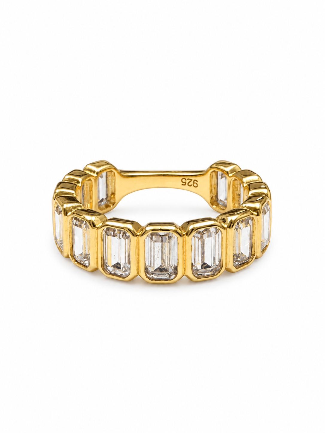 Emerald Cut Bezel Half Band