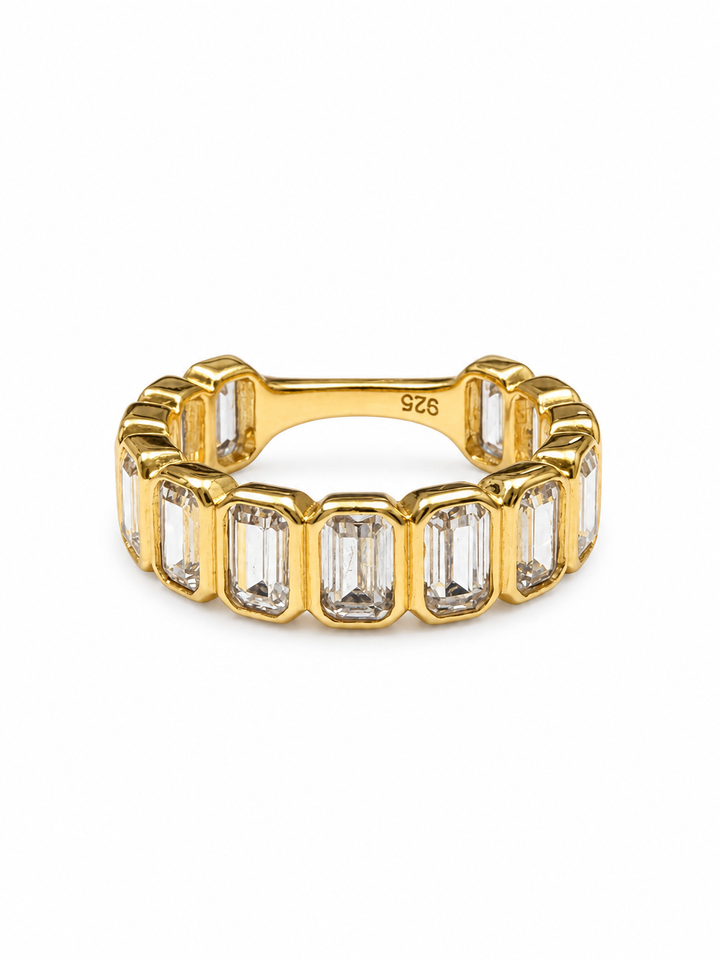 Emerald Cut Bezel Half Band