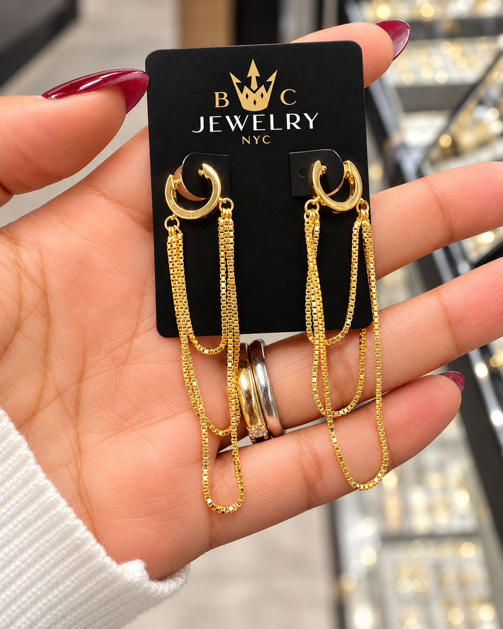 Cascading Chain Hoop Earrings