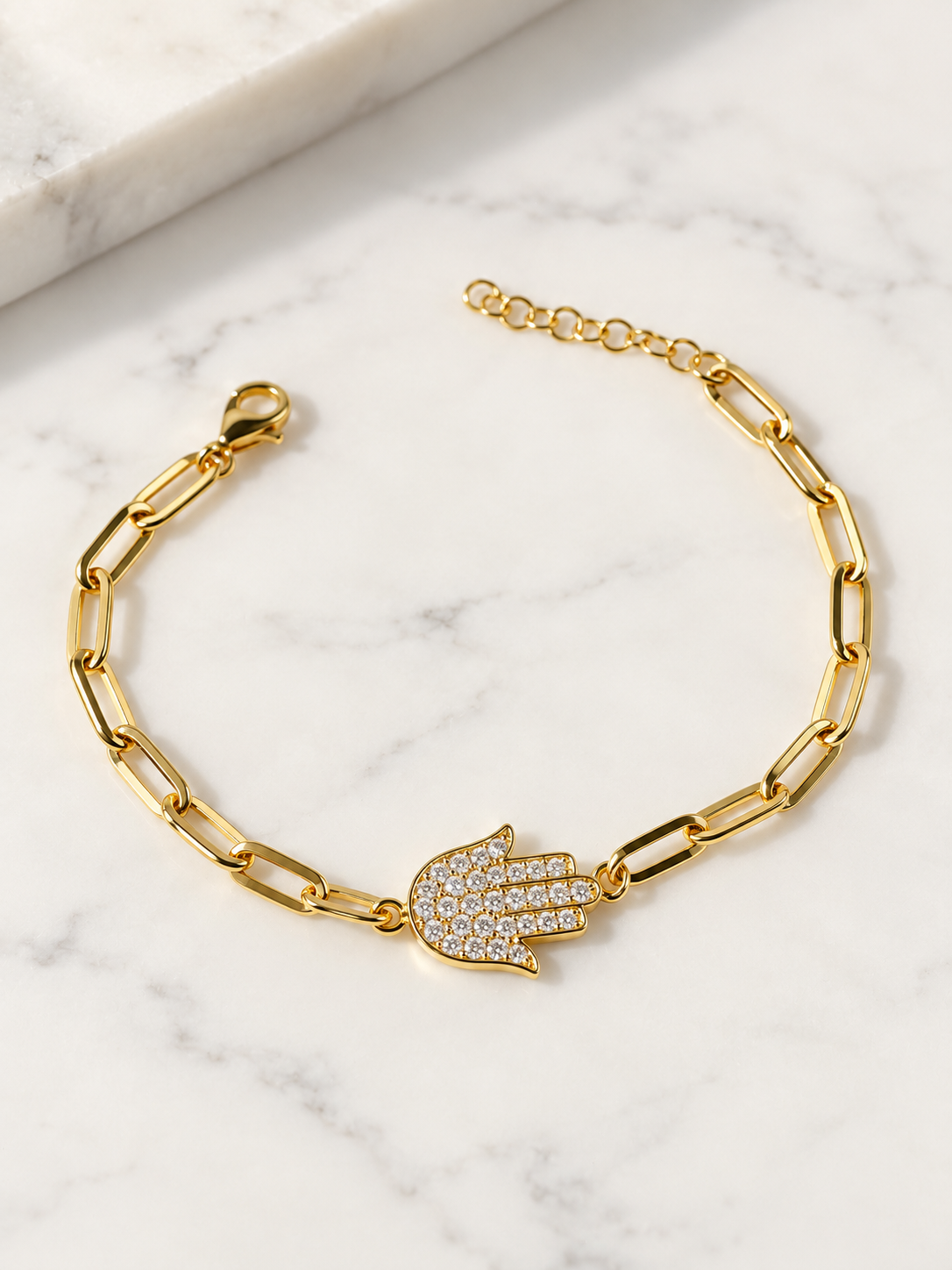 Pave Hamsa Protection Bracelet