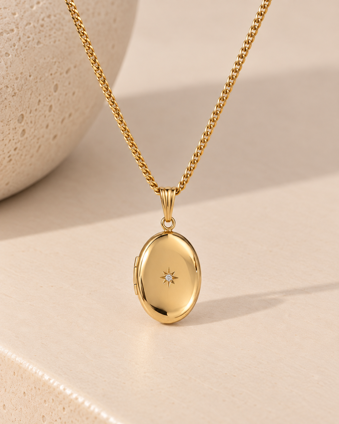 Large Diamond Gold Filled Locket