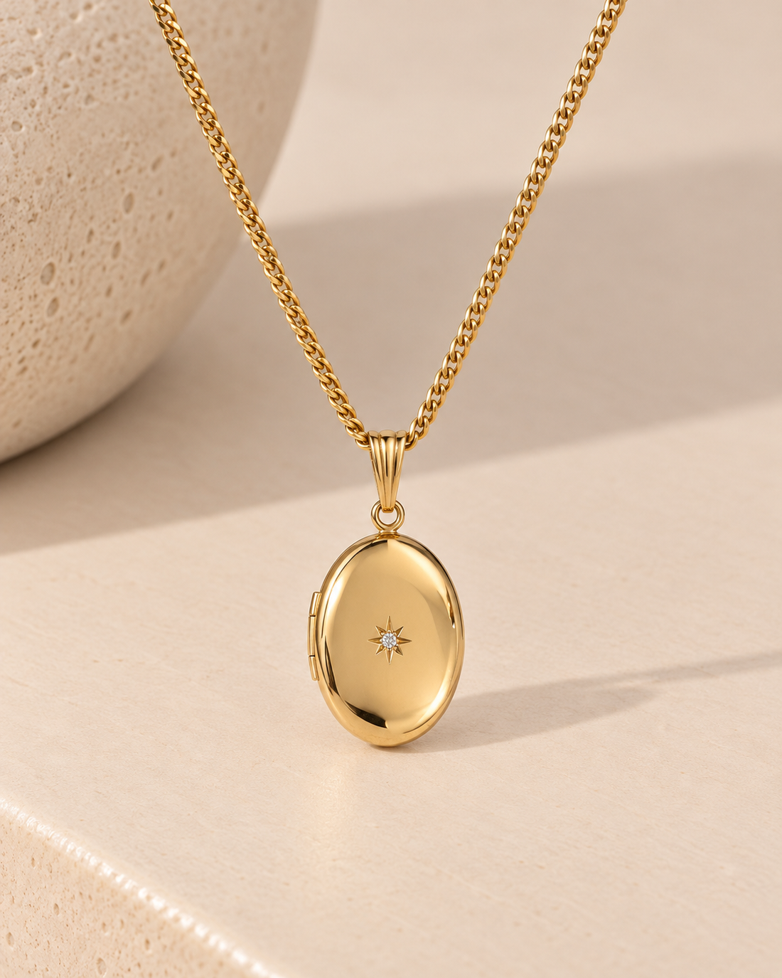 Large Diamond Gold Filled Locket