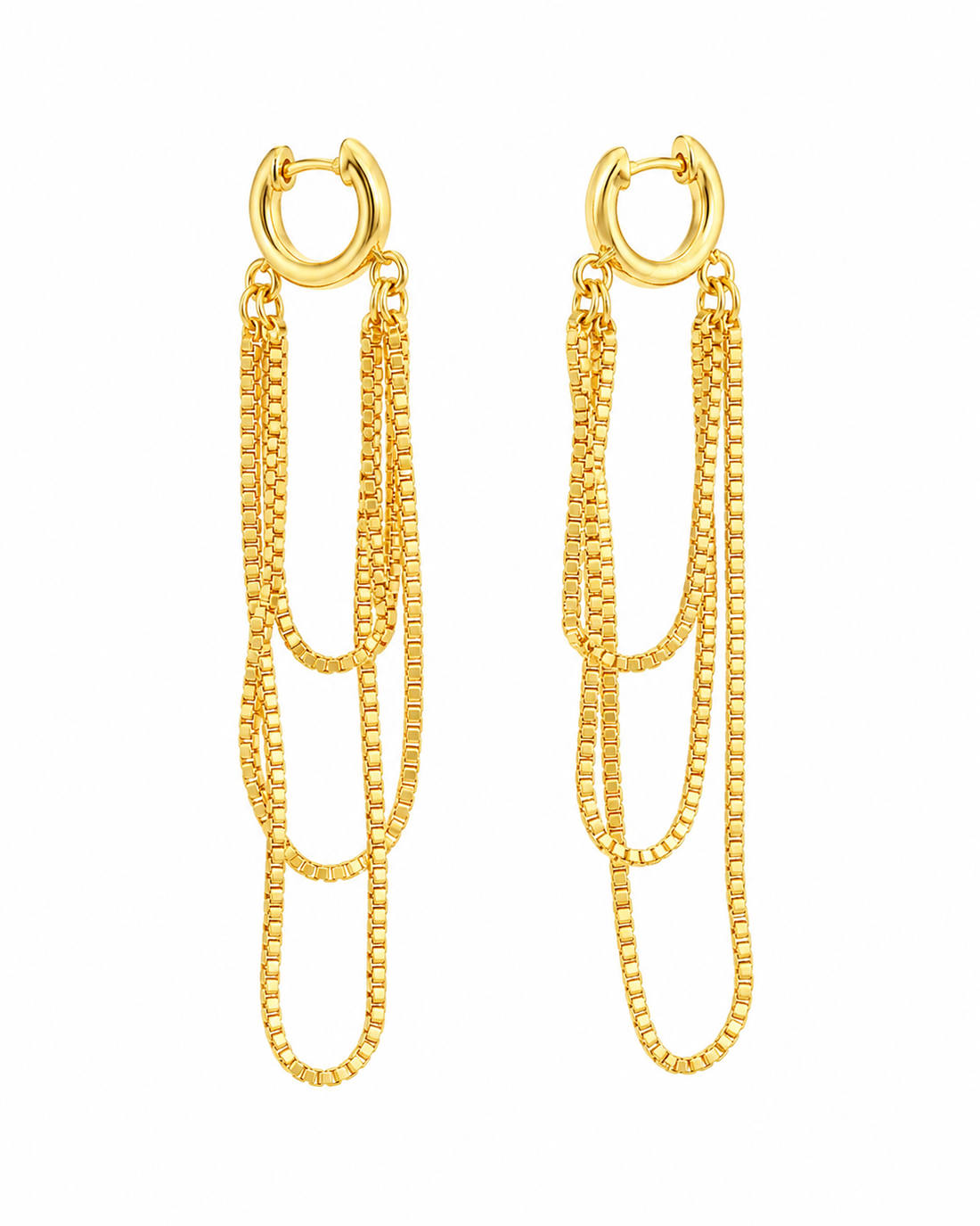 Cascading Chain Hoop Earrings