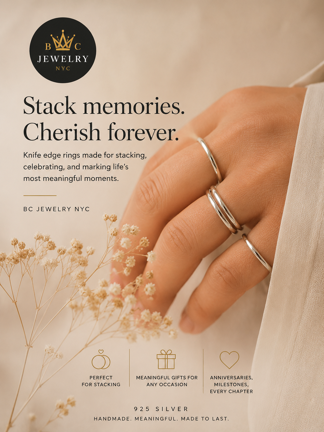Knife Edge 14KT Gold Stacking Band