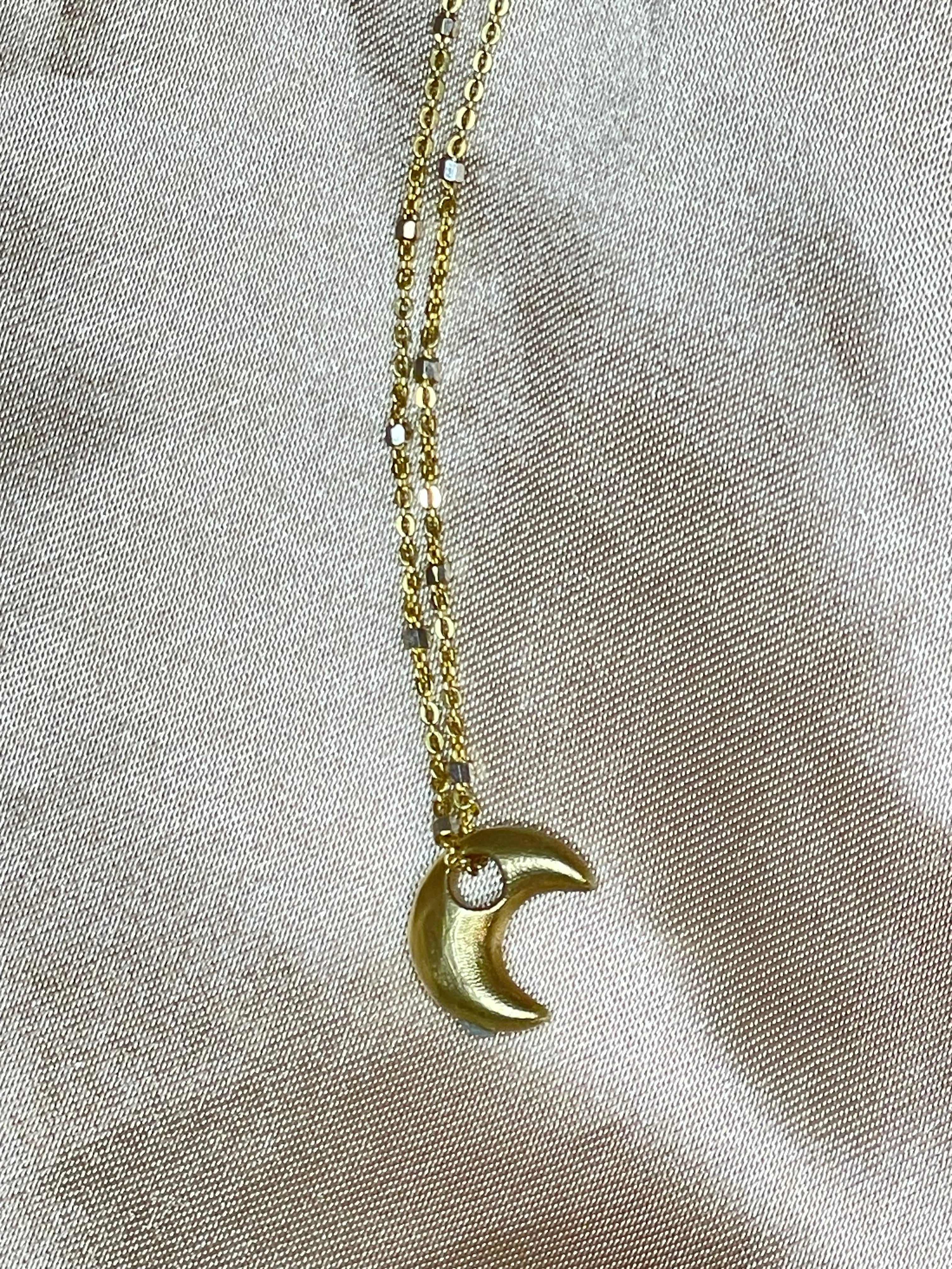 Gold Puffy Moon Charm