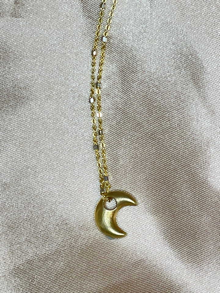 Gold Puffy Moon Charm