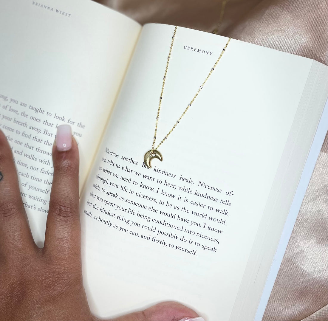 Gold Puffy Moon Charm