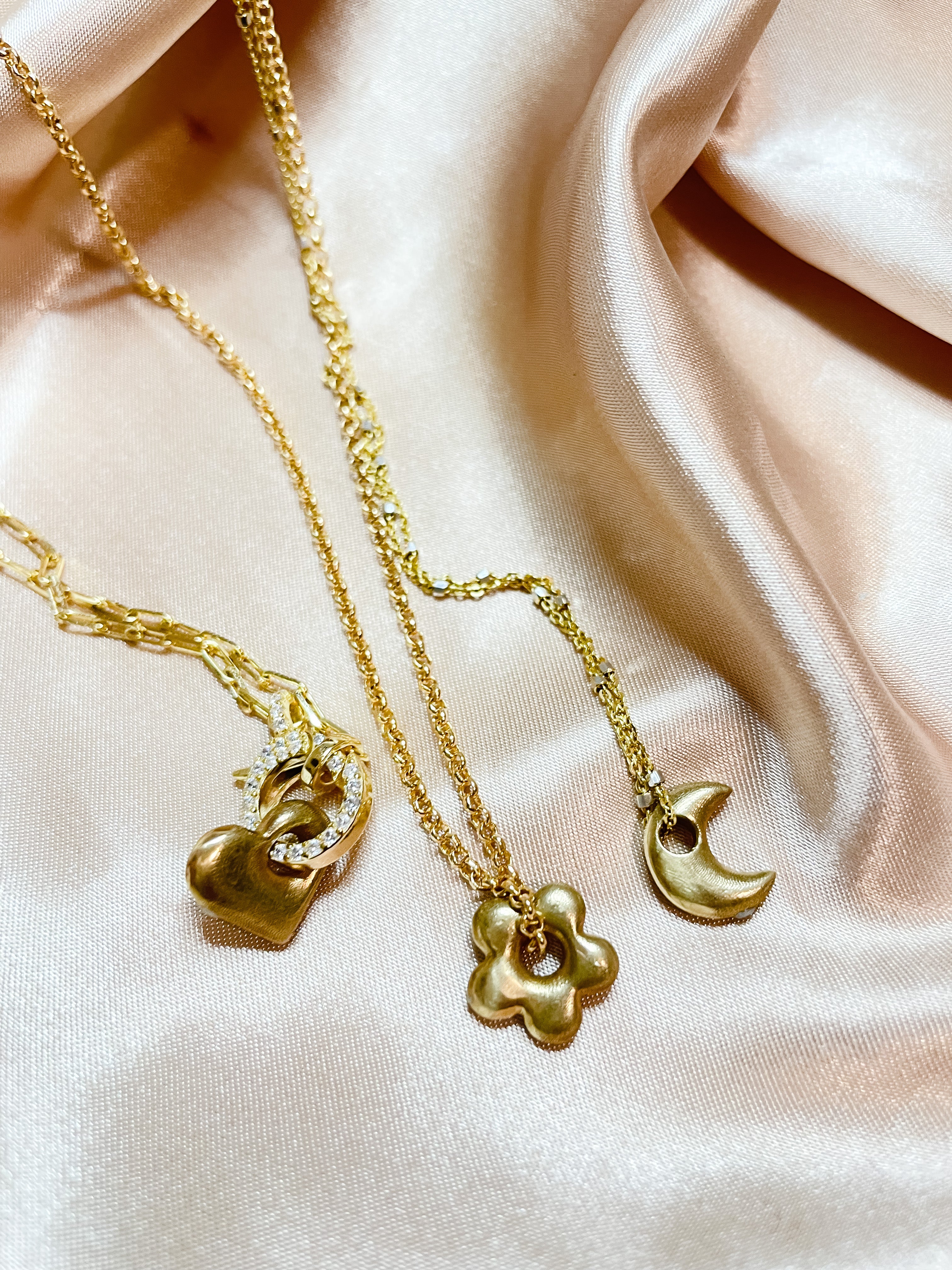 Gold Puffy Moon Charm