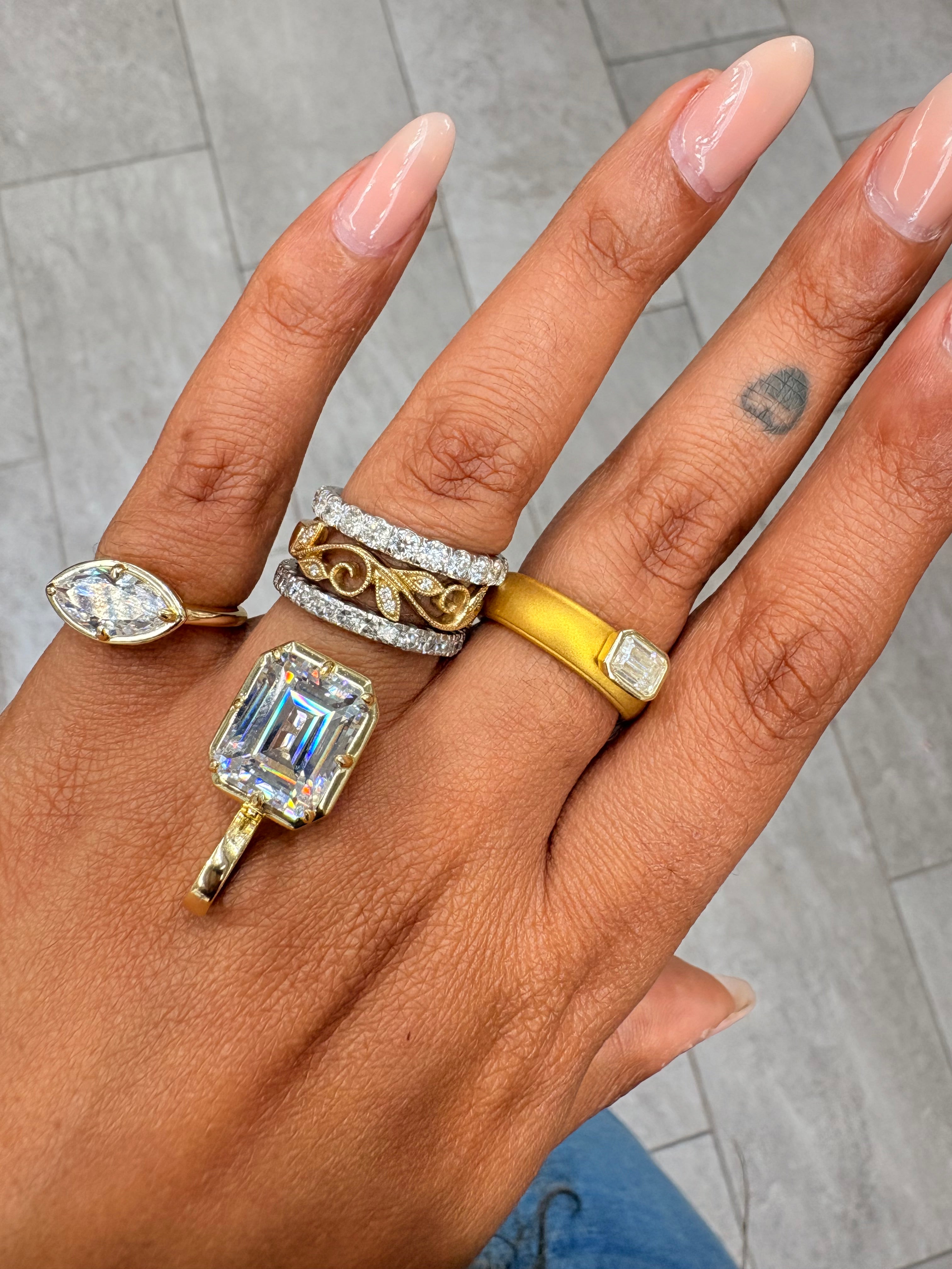 Marquis Compass Prong pinky ring ￼