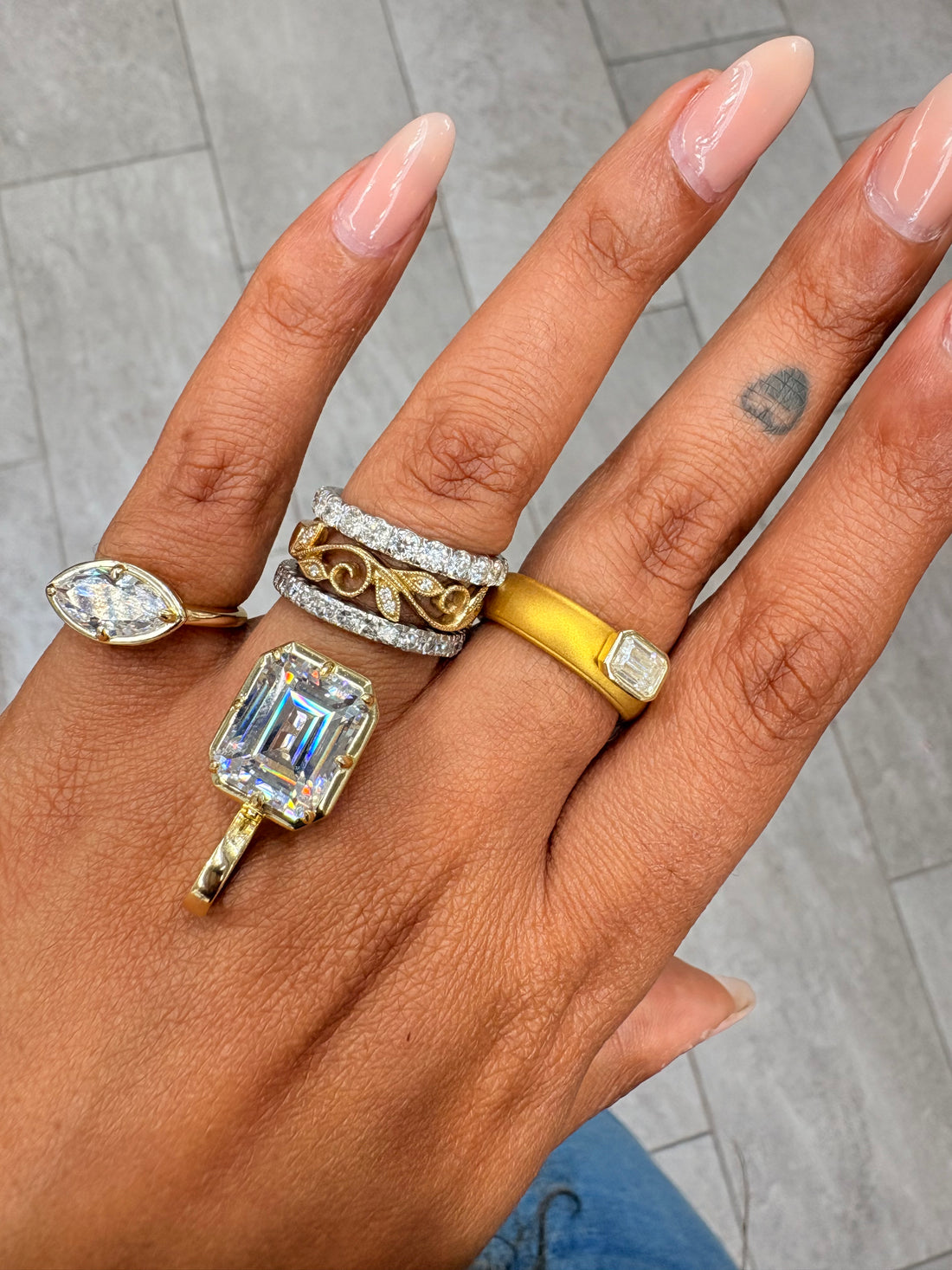 Marquis Compass Prong pinky ring ￼