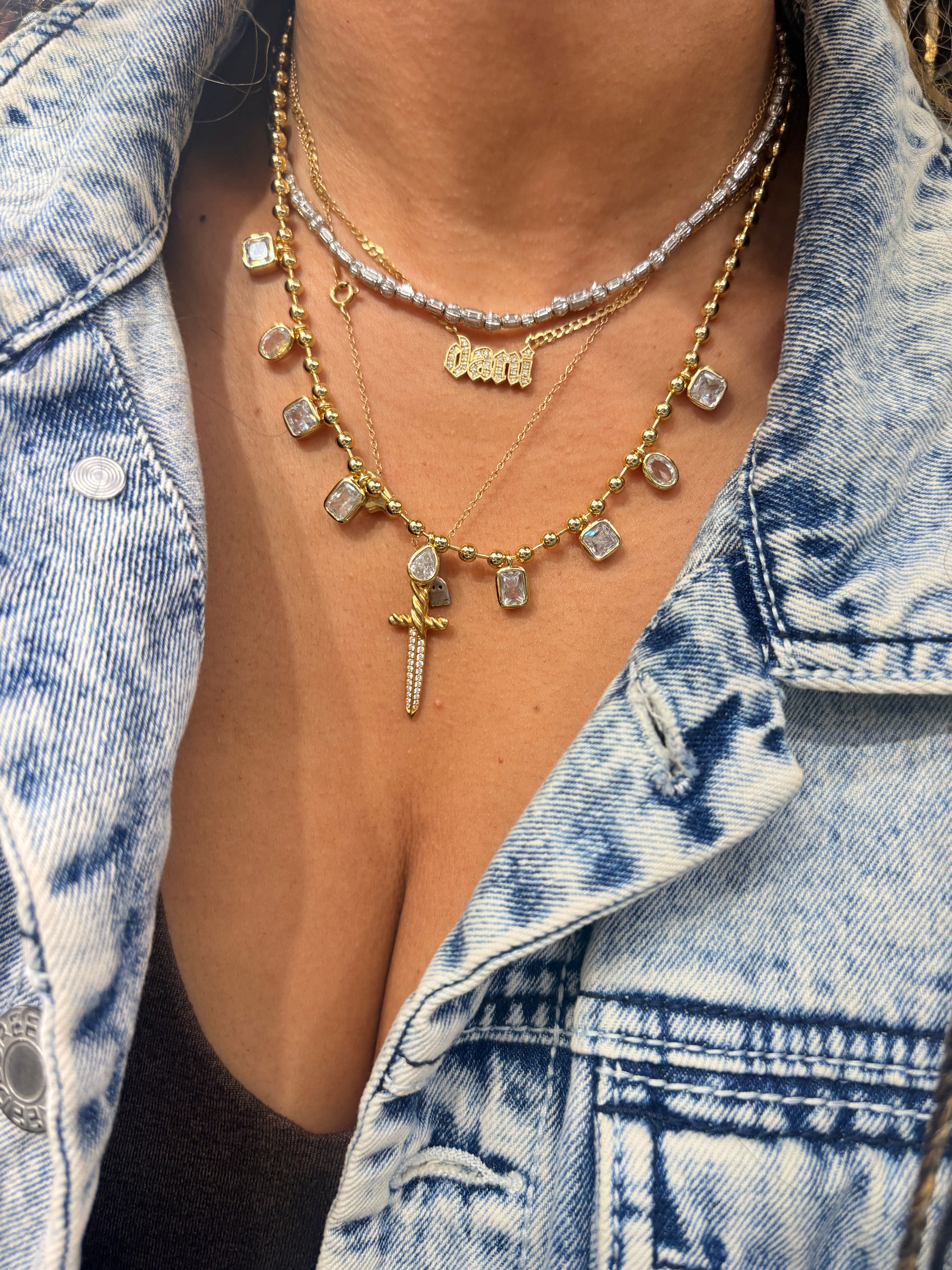 Bezel Drop Necklace