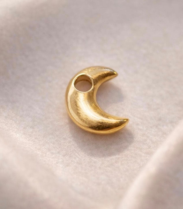 Gold Puffy Moon Charm