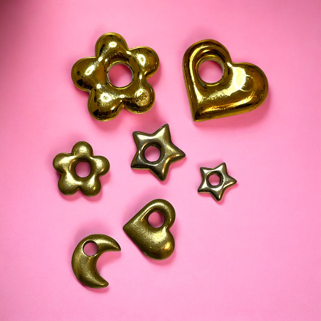 Gold Puffy Moon Charm
