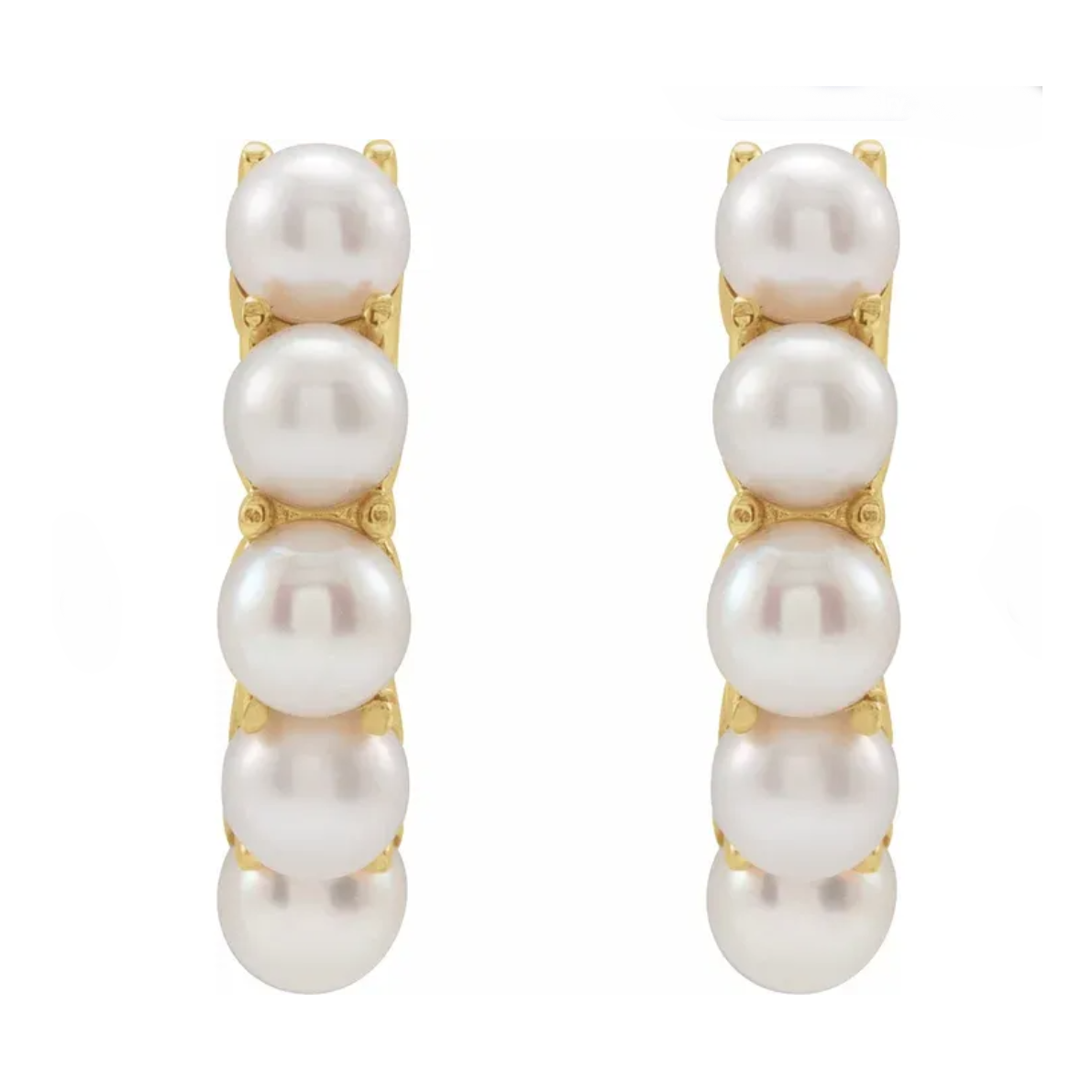 Pearl 14kt Gold Huggy Hoop Earring