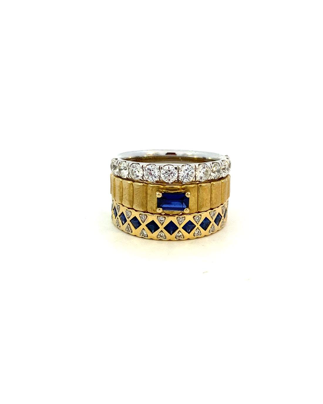 Empire Stackable Rings (Silver Green Stone)