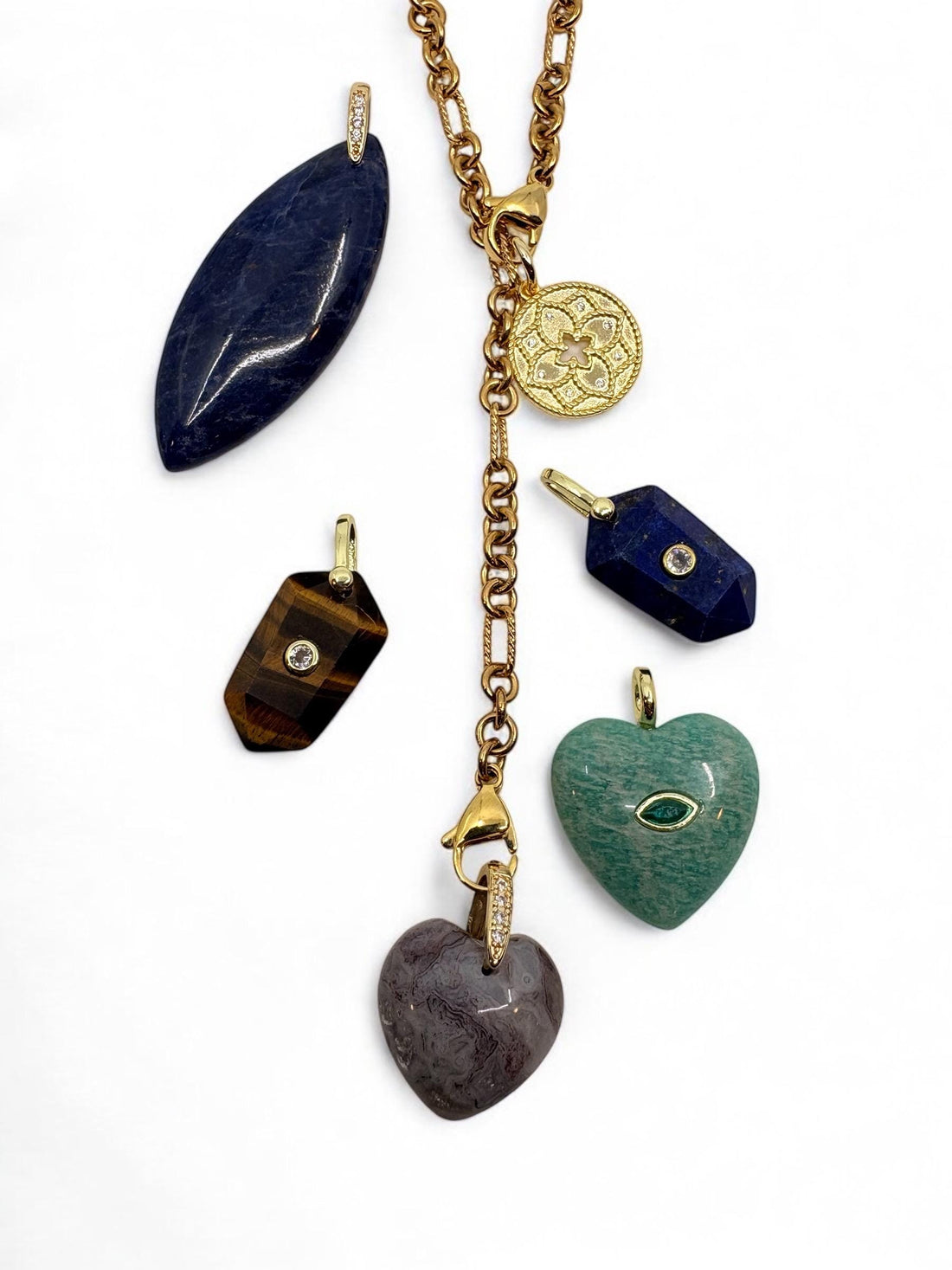 Puffy Aventurine Heart Charm – 14K Gold Plated Bail Pendant