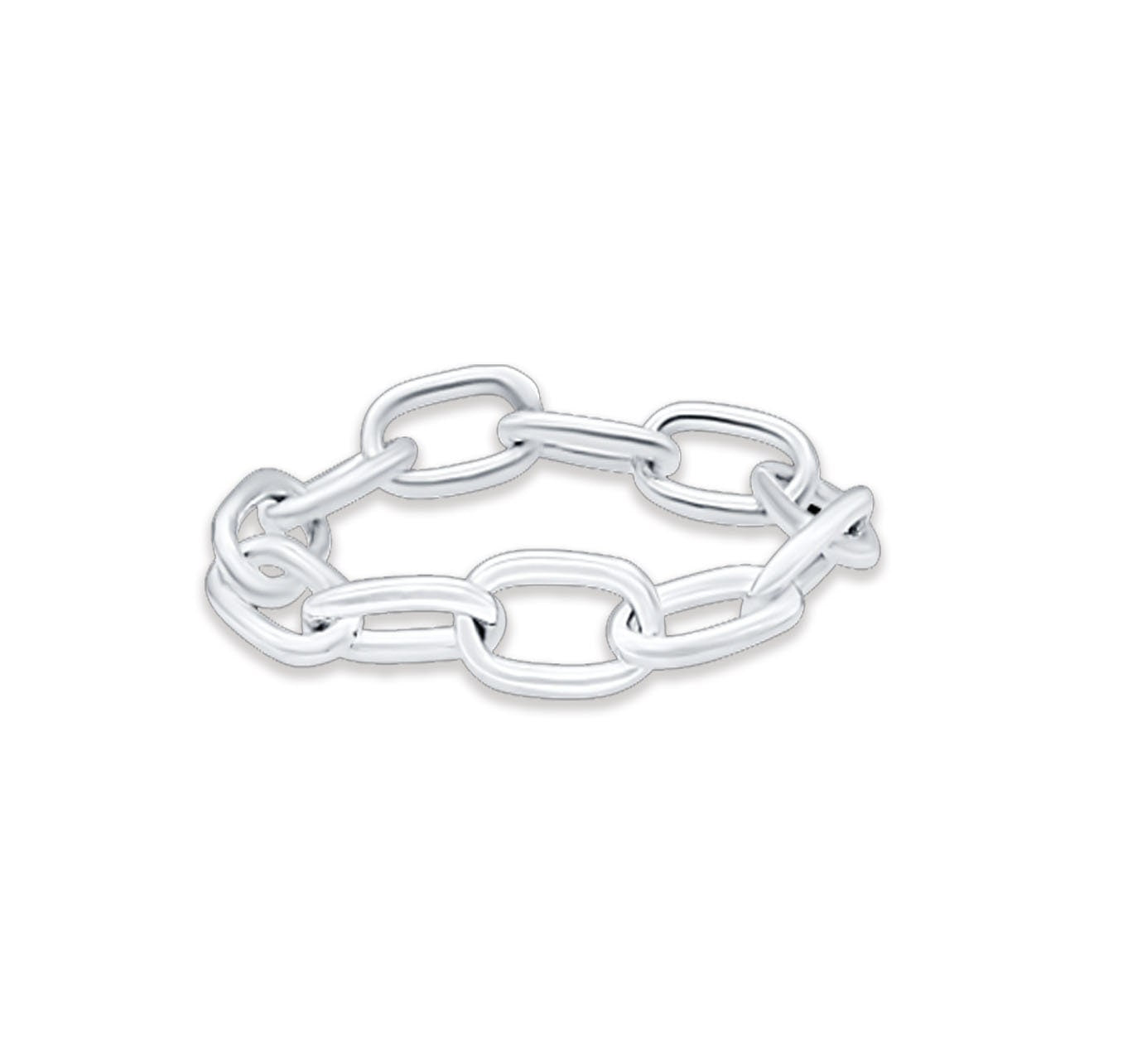 Sterling Silver Oval Link Chain Ring, Sleek Stacking Ring